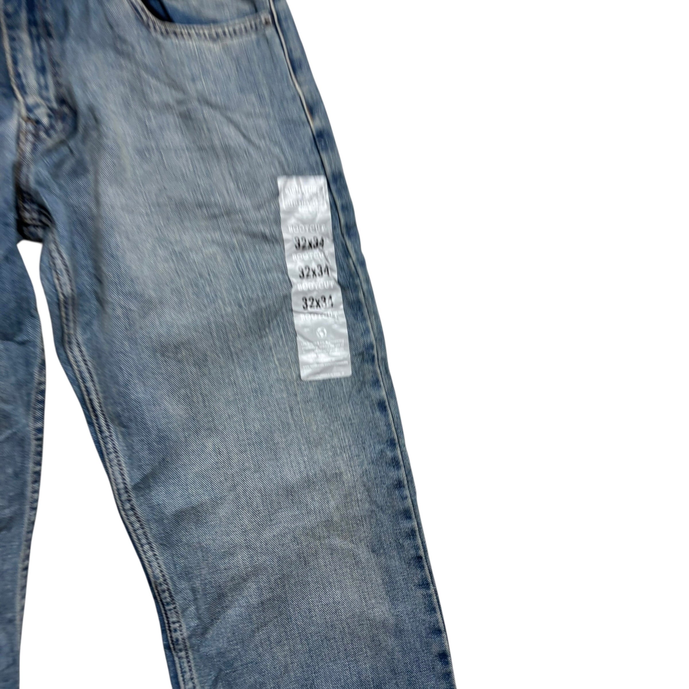 Levis Signature Jeans W32 L34 Mens Mid Blue Regular Bootcut Fit Denim (E)