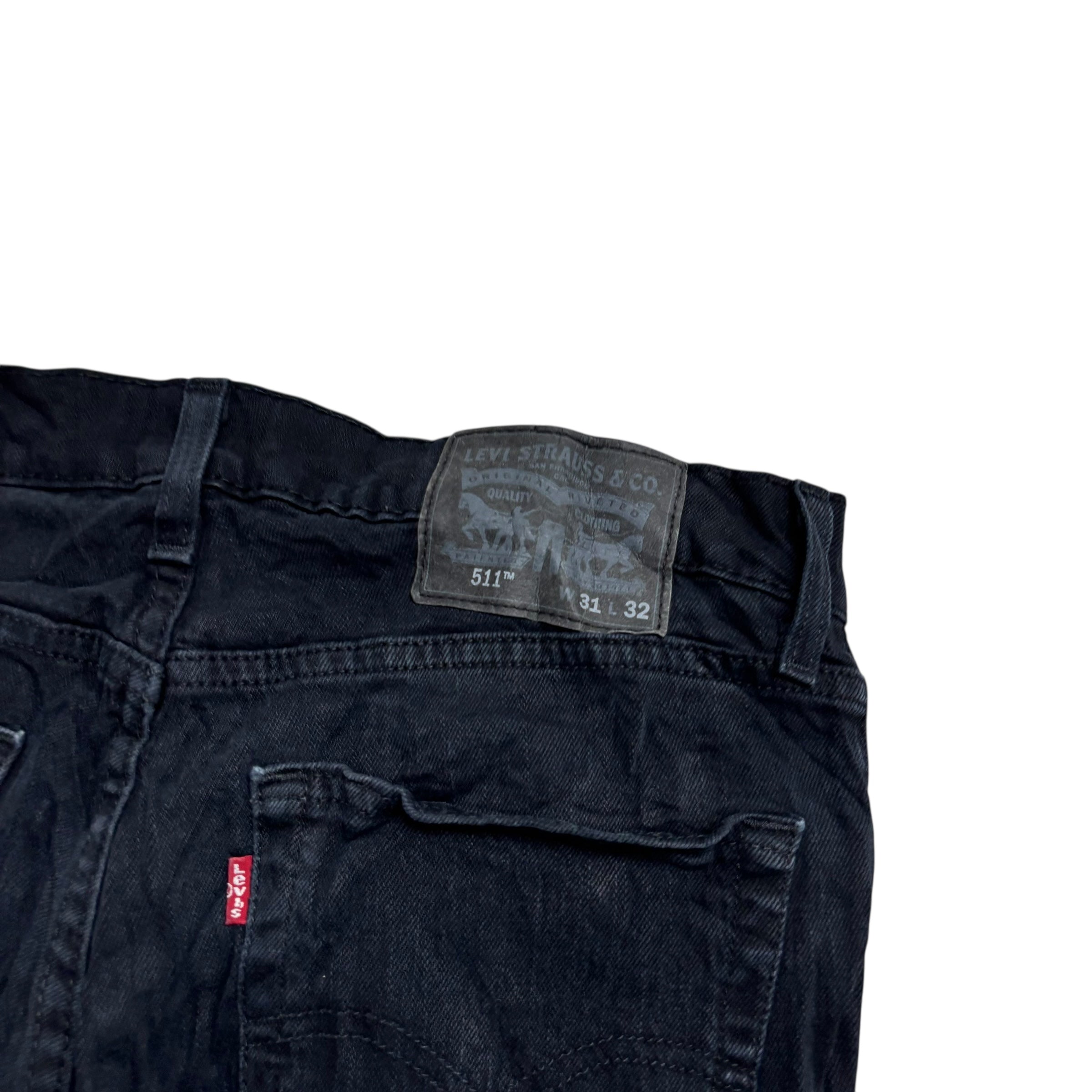 Levis 511 Jeans W31 L32 Mens Navy Blue Slim Fit Stretch Denim (E)