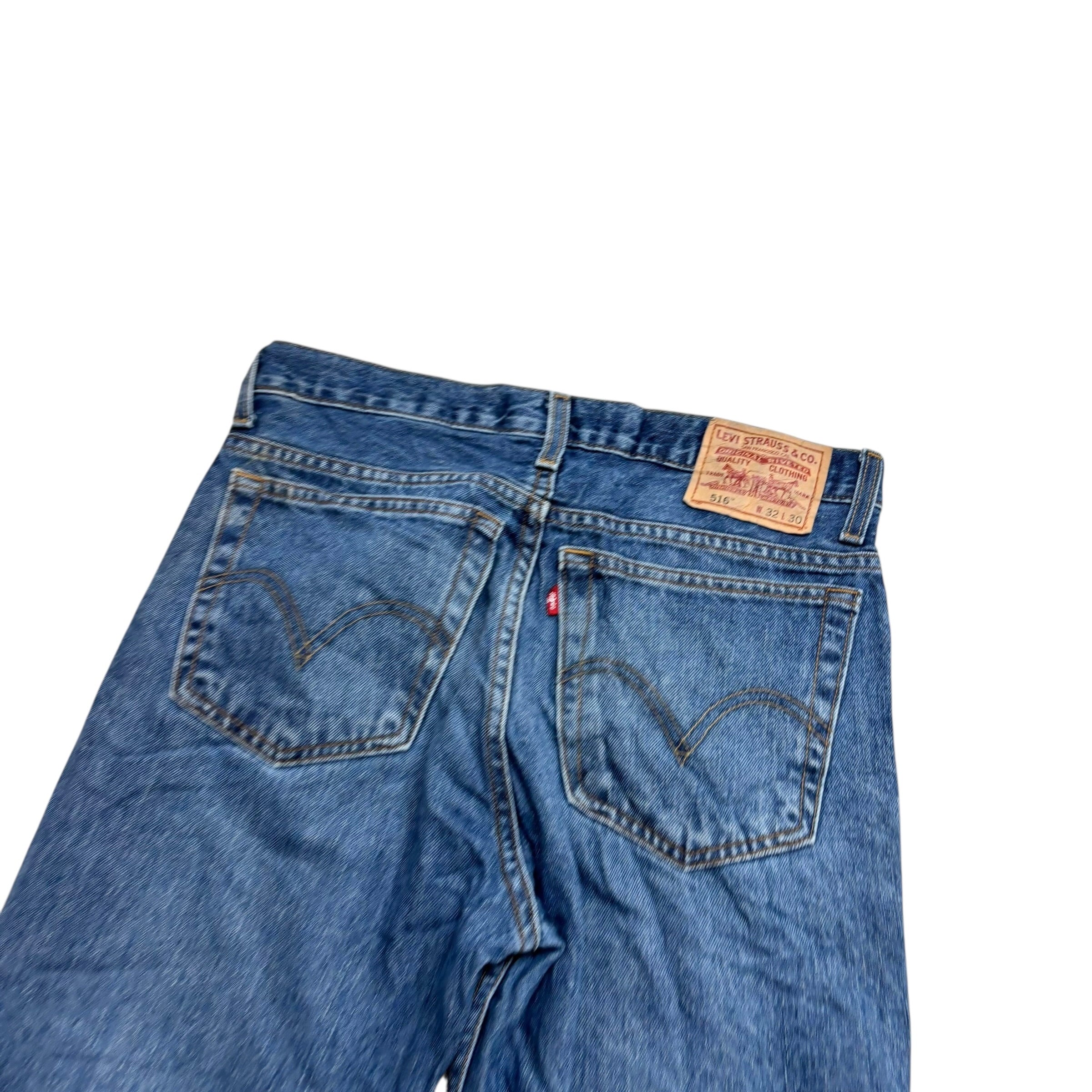 Levis 516 Jeans W32 L30 Mens Mid Blue Slim Straight Fit Vintage Denim