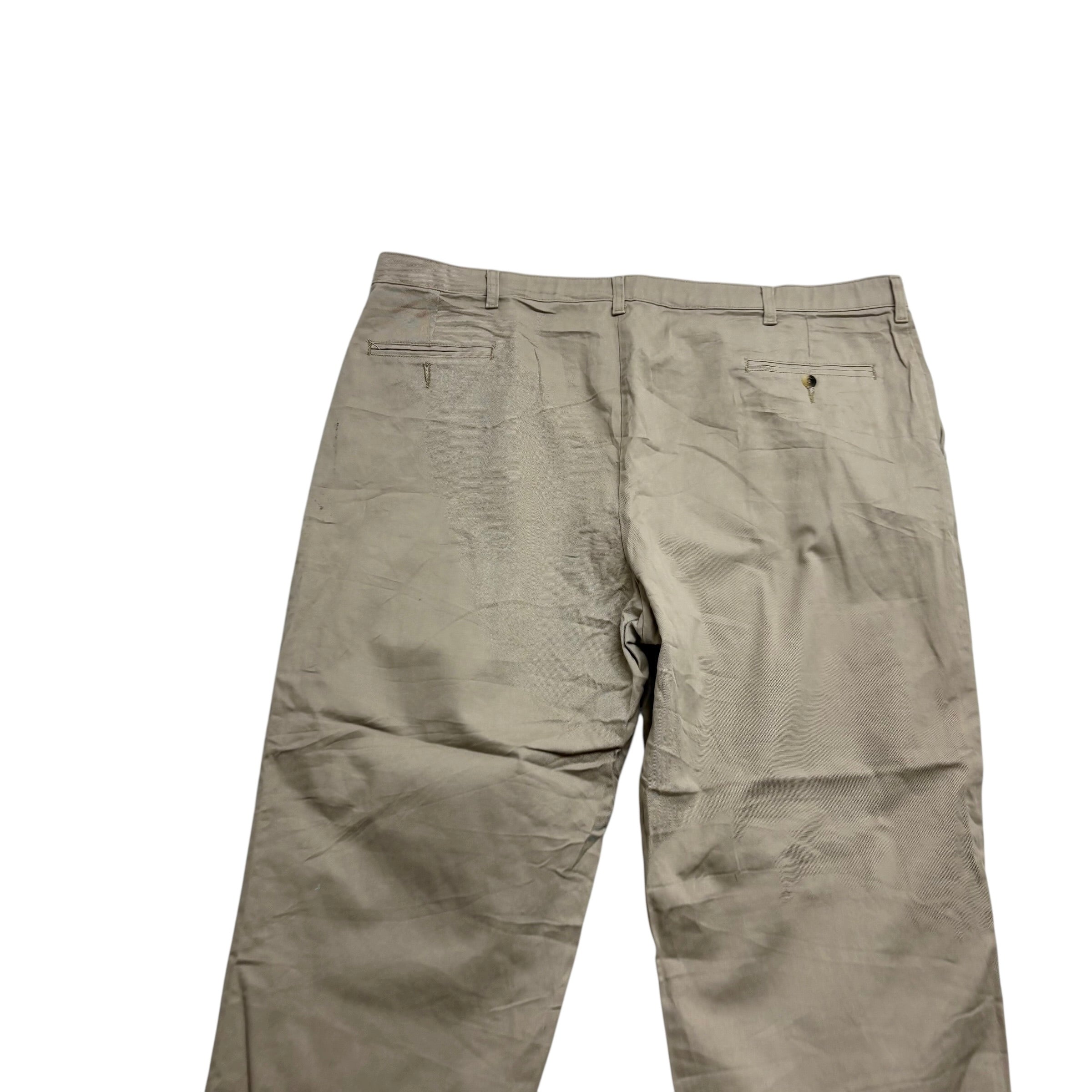 Wrangler Pleated Trousers W44 L30 Mens Beige Relaxed Straight Fit Stretch Pants