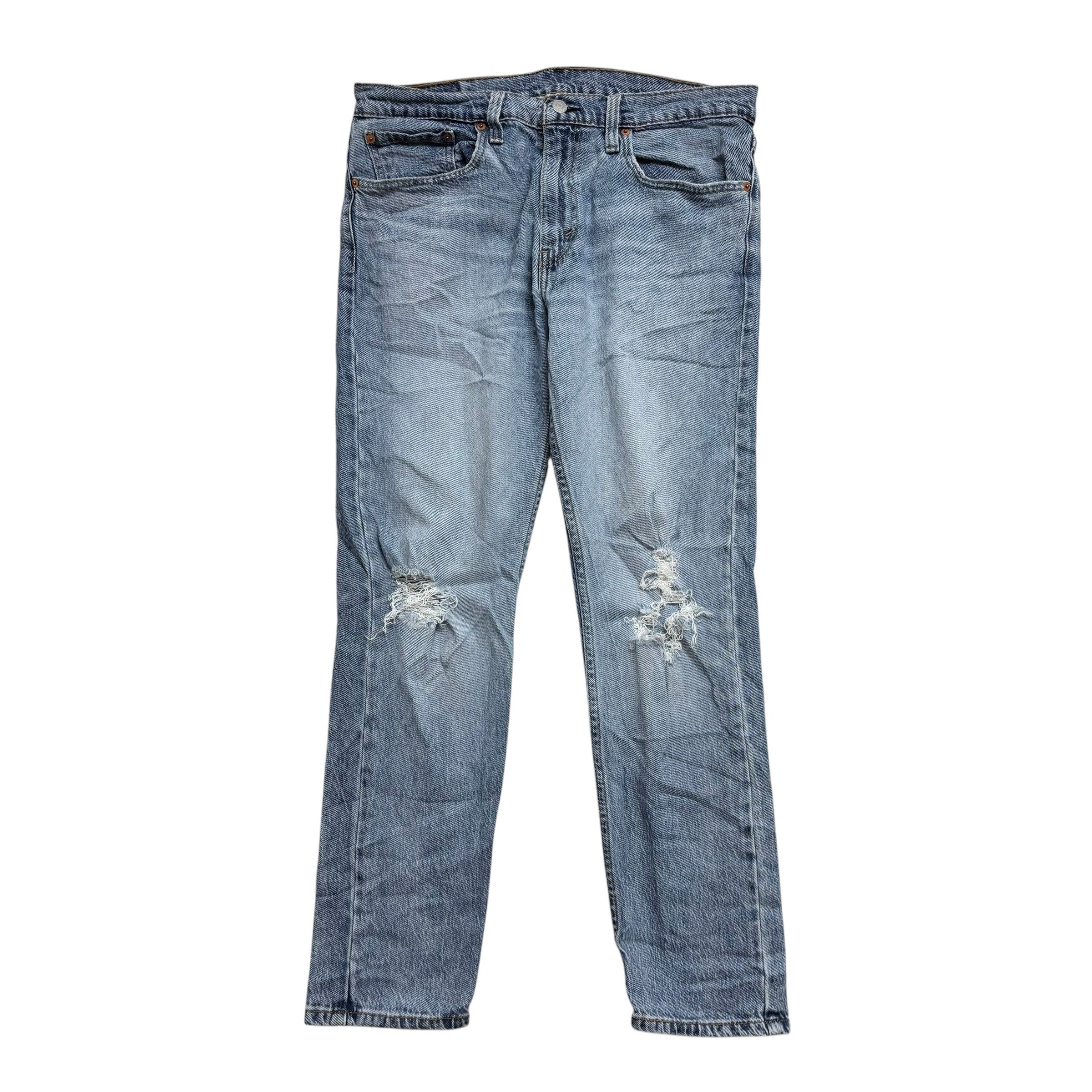 Levis 512 Jeans W34 L30 Mens Light Blue Slim Tapered Stretch Distressed Denim