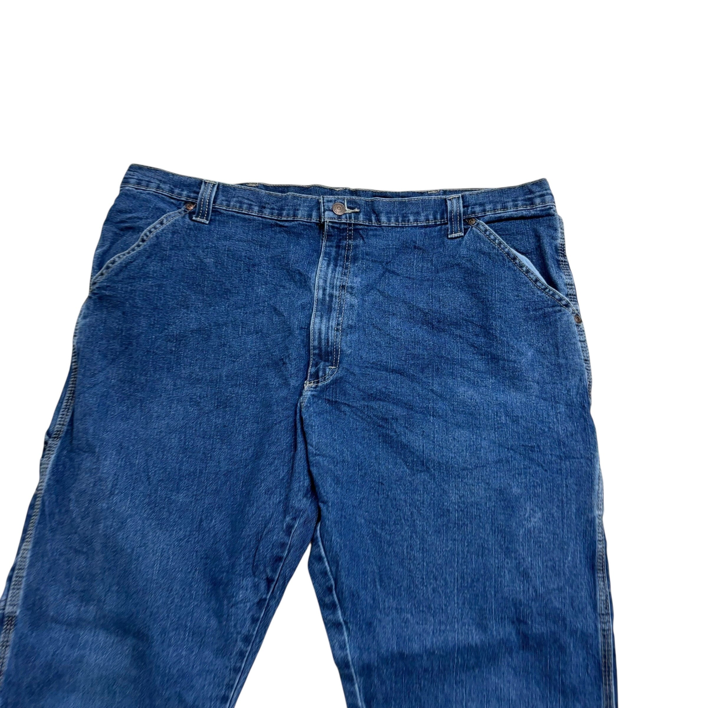 Wrangler Carpenter Jeans W42 L30 Mens Mid Blue Relaxed Straight Fit Stretch (E)