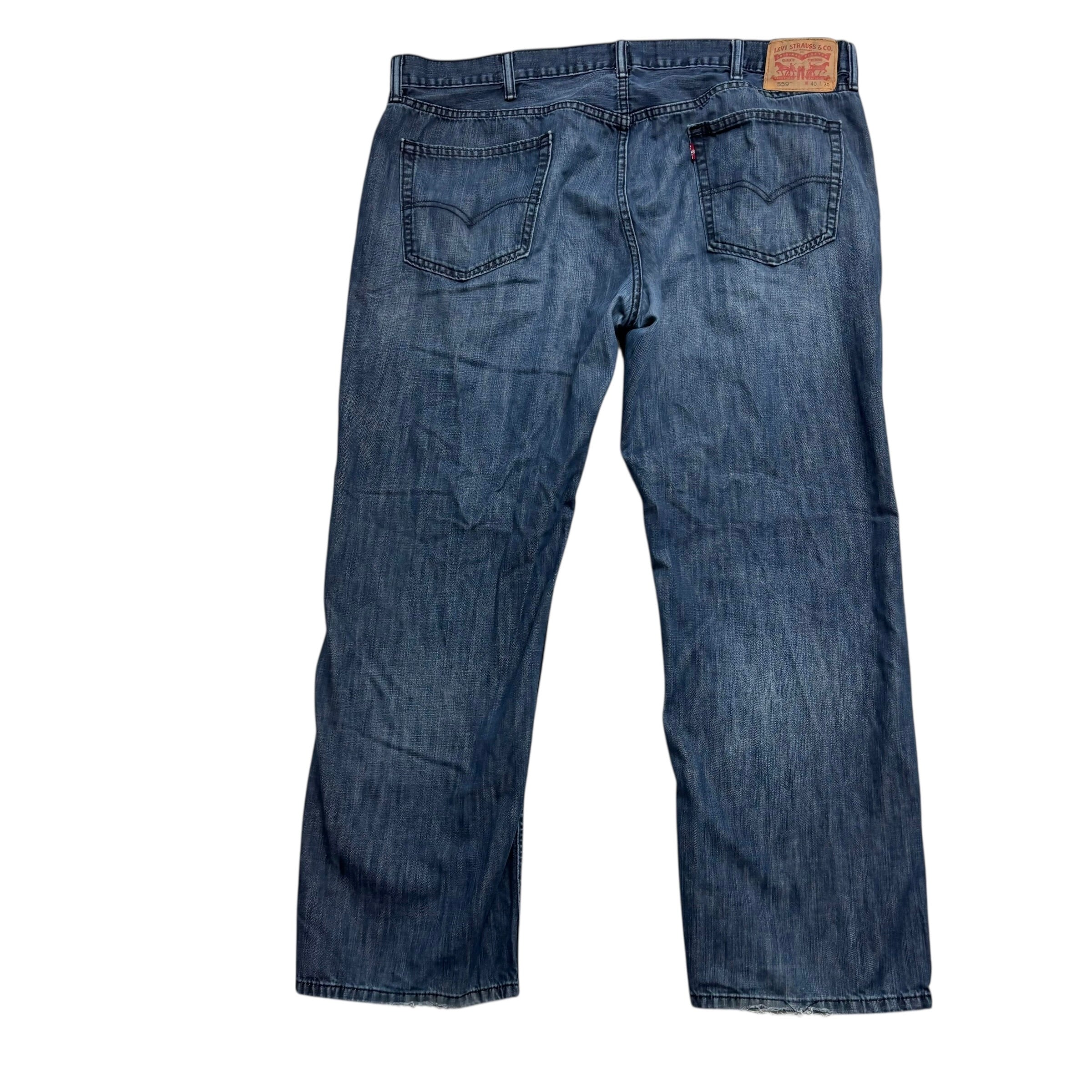 Levis 559 Jeans W40 L30 Mens Navy Blue Baggy Relaxed Straight Fit Denim (F)