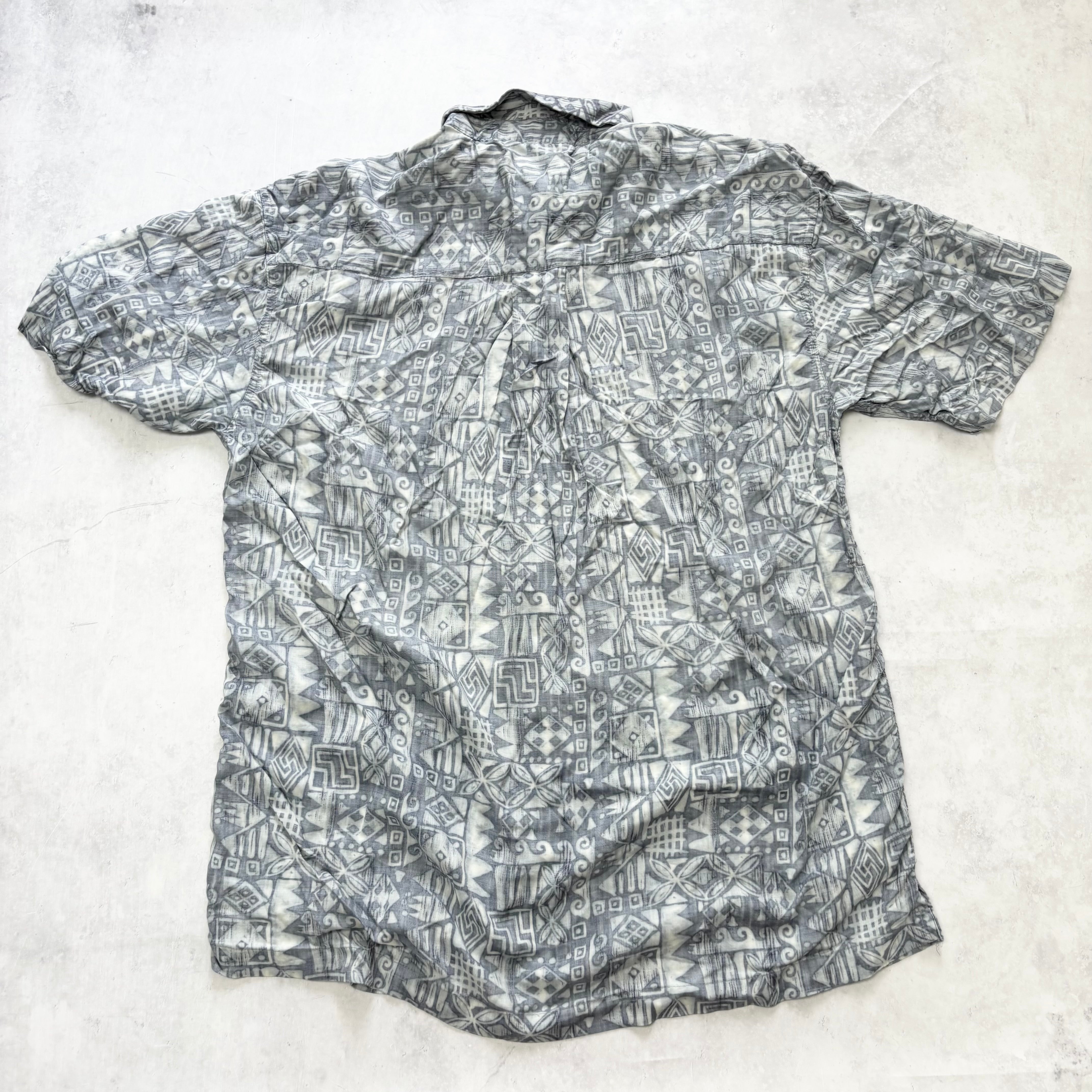 Hawaiian Shirt Mens Large Blue Floral Aloha Short Sleeve Rayon (E)