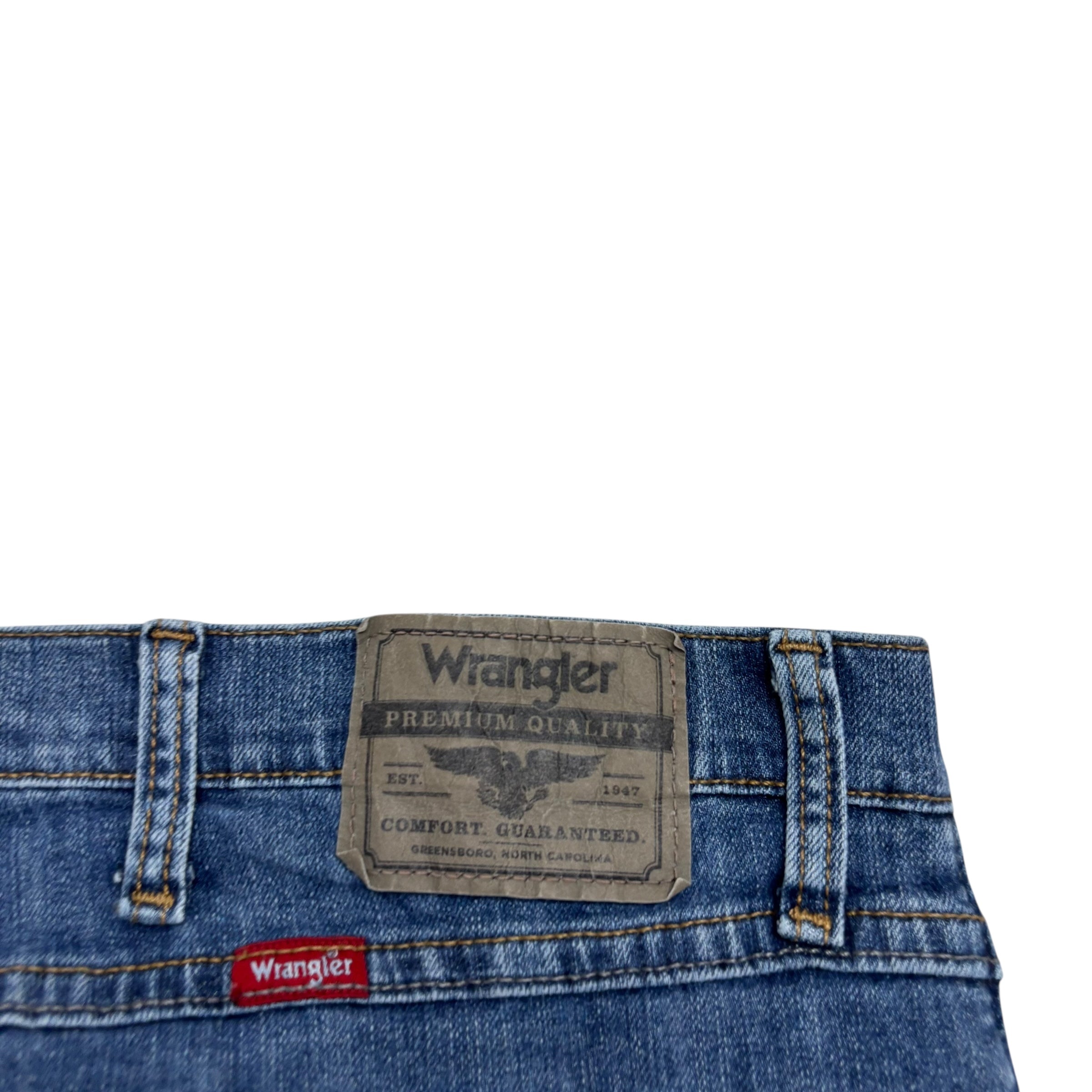 Wrangler Jeans W46 L30 Mens Mid Blue Relaxed Straight Fit Stretch Denim (E)