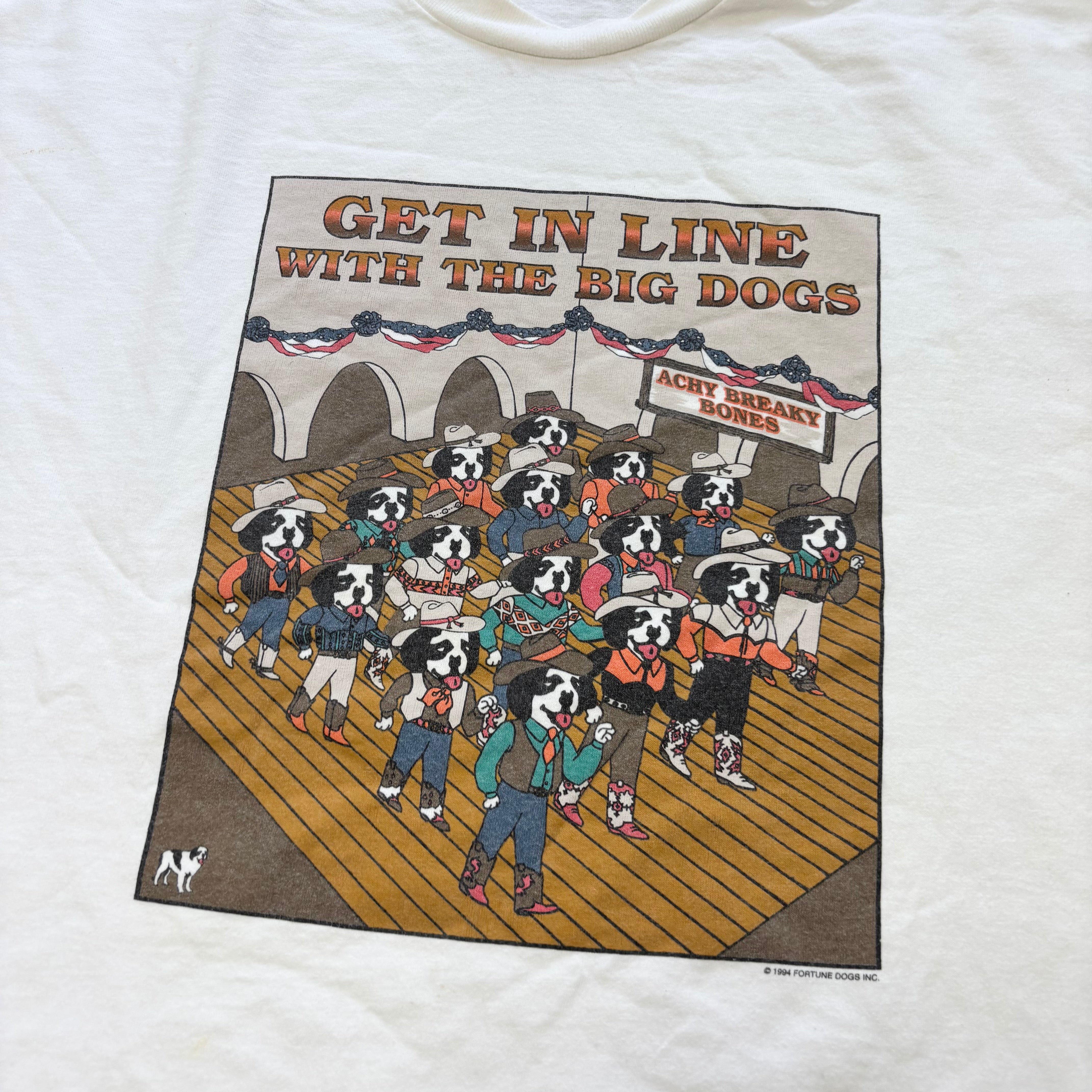 Vintage T Shirt Mens XXL White Single Stitch Graphic Print 90s Dogs