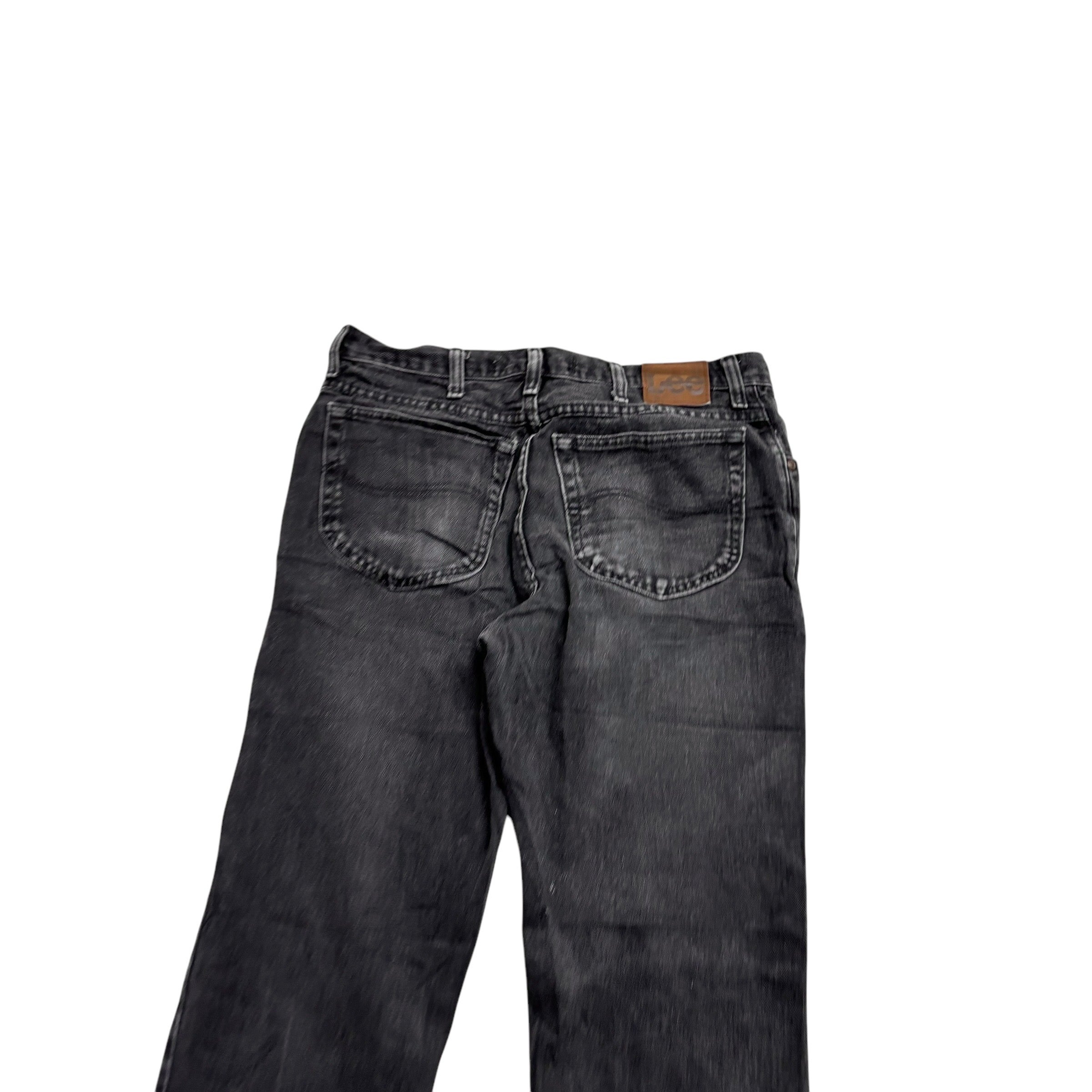 Lee Jeans W33 L32 Mens Black Regular Straight Fit Vintage Denim (E)