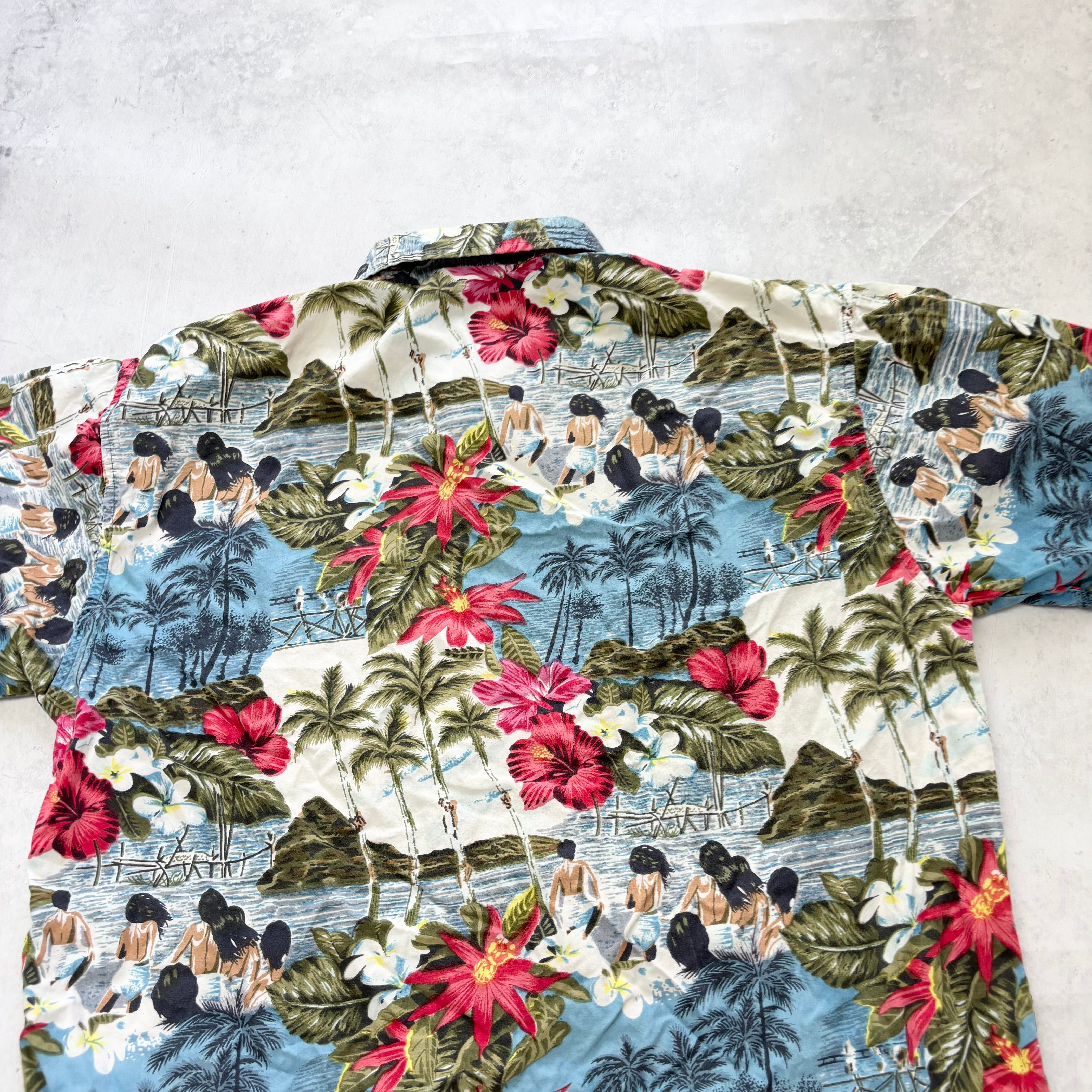 Vintage Hawaiian Shirt Mens Medium Multi Floral Aloha Short Sleeve Cotton (E)
