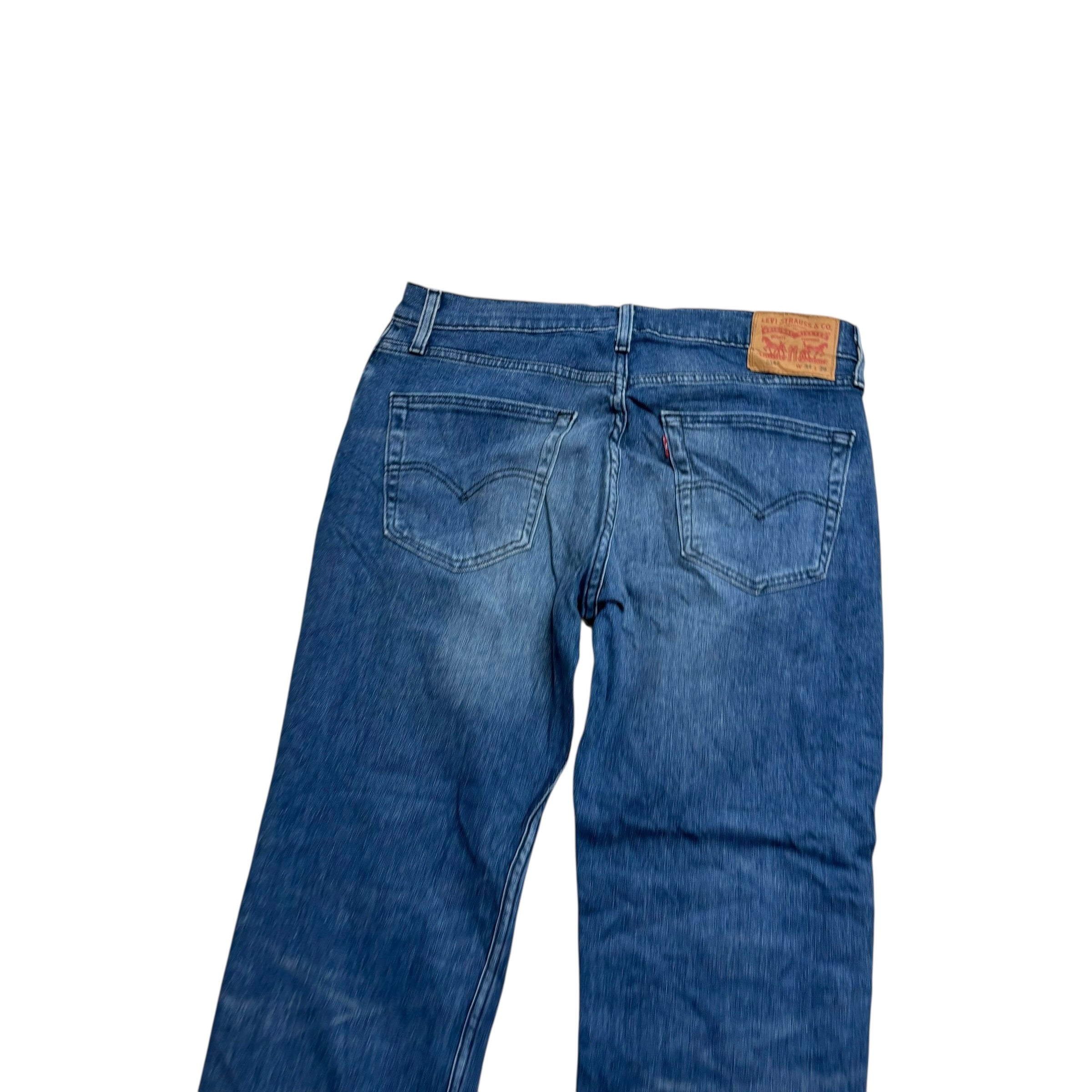 Levis 514 Jeans W34 L29 Mens Navy Blue Regular Straight Fit Stretch Denim (E)