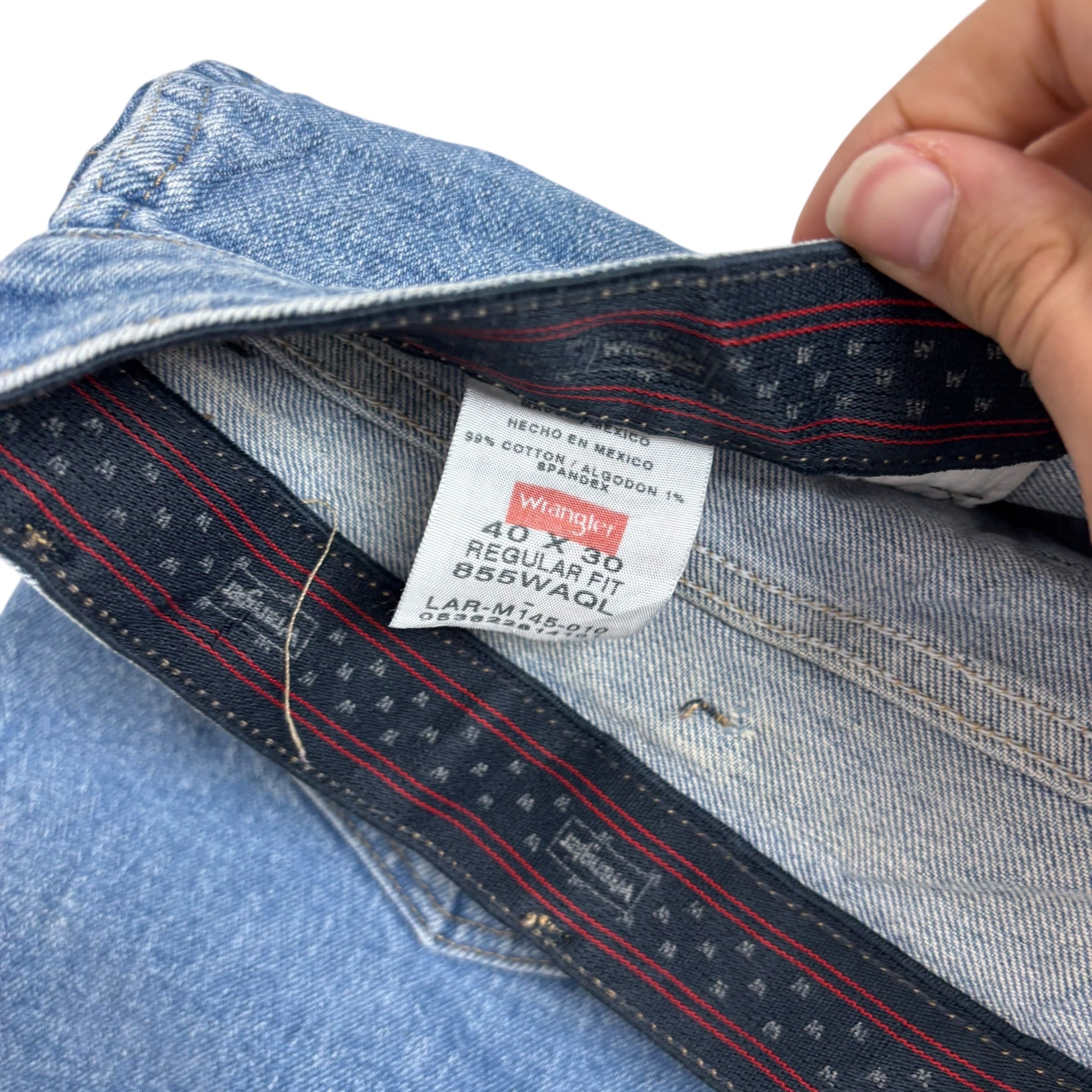 Wrangler Jeans W40 L30 Mens Light Blue Regular Straight Fit Stretch Denim (E)