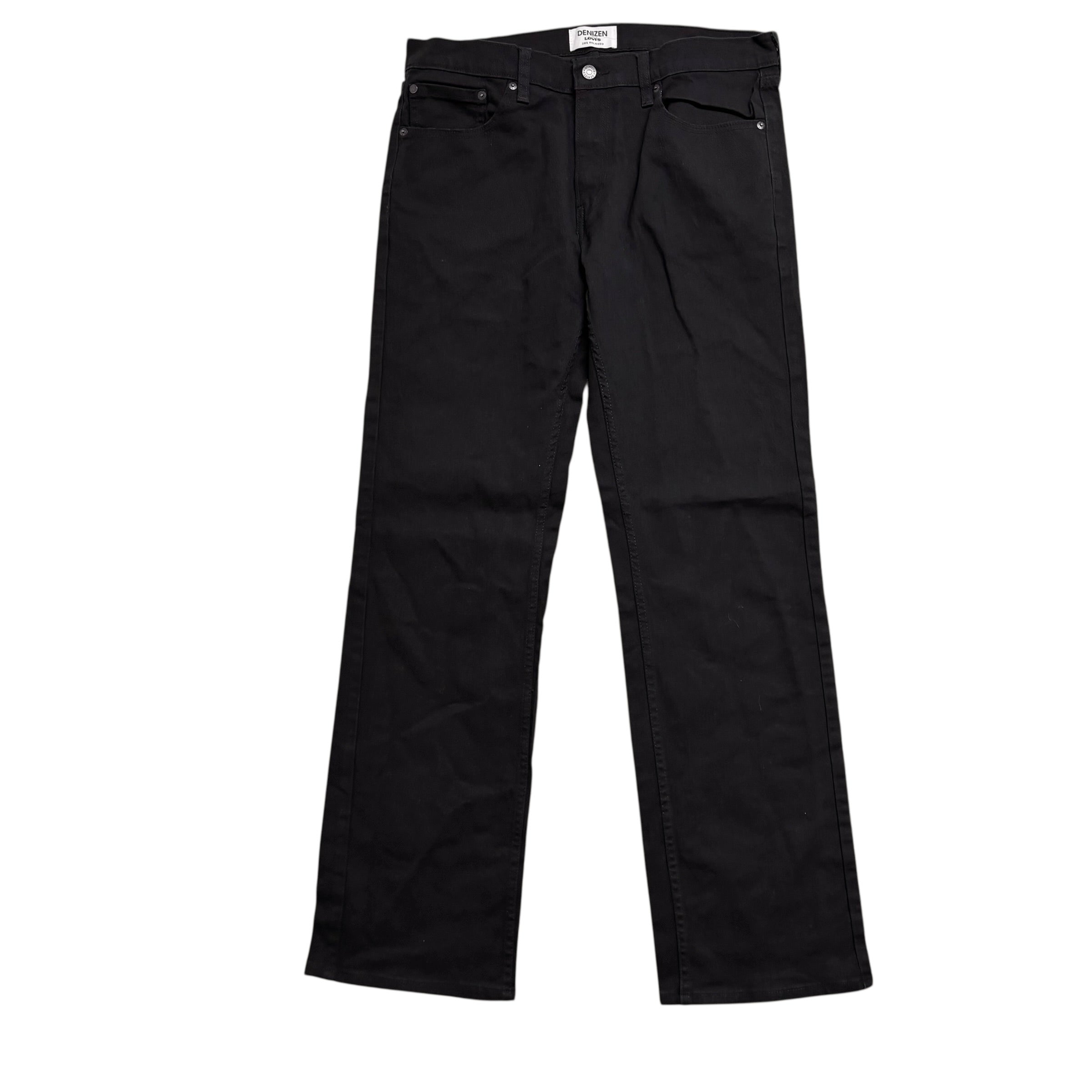 Levis Denizen Jeans W34 L34 Mens Black Relaxed Straight Fit Stretch Denim (E)