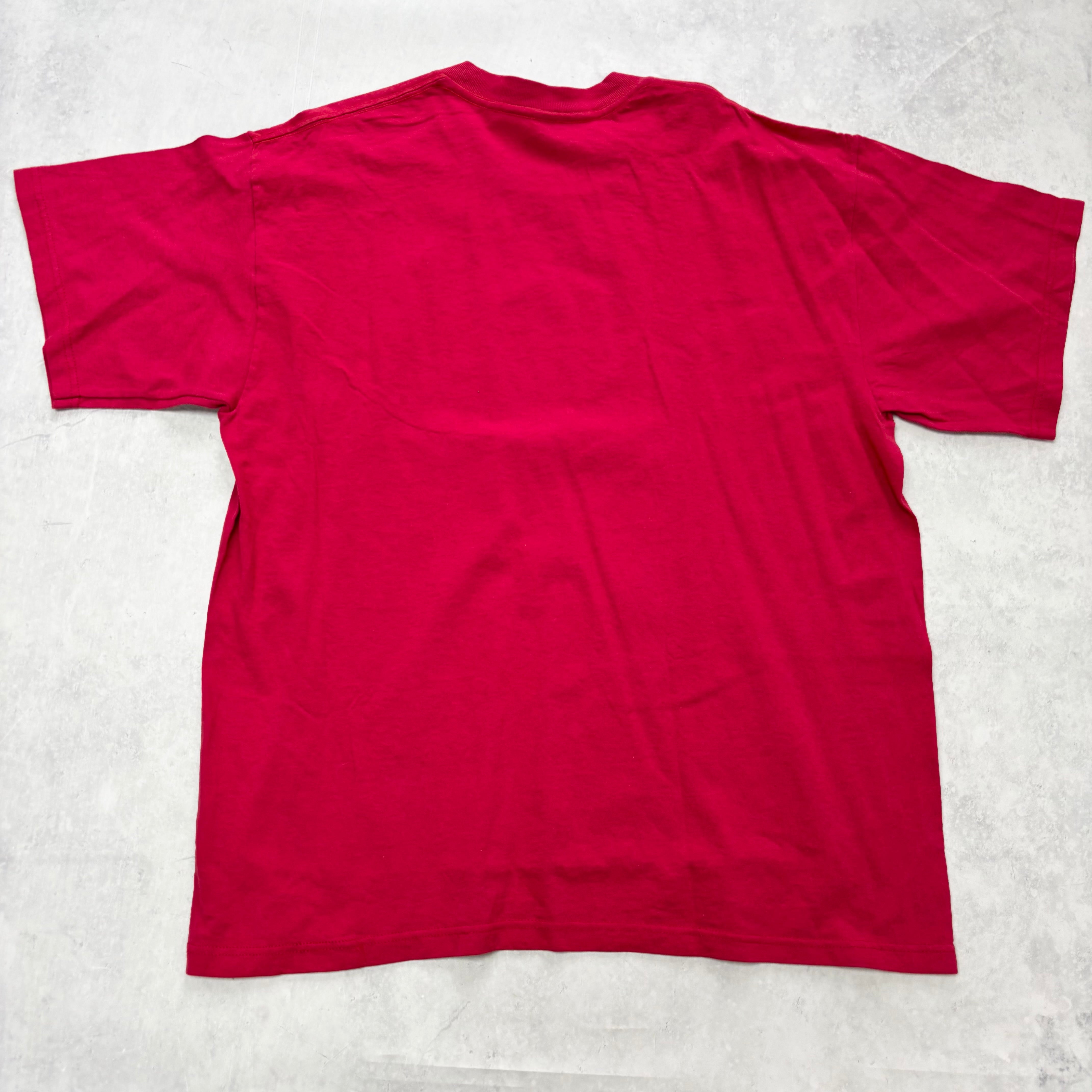 Vintage T Shirt Mens Large Red Single Stitch Graphic Print Y2K Union (E)