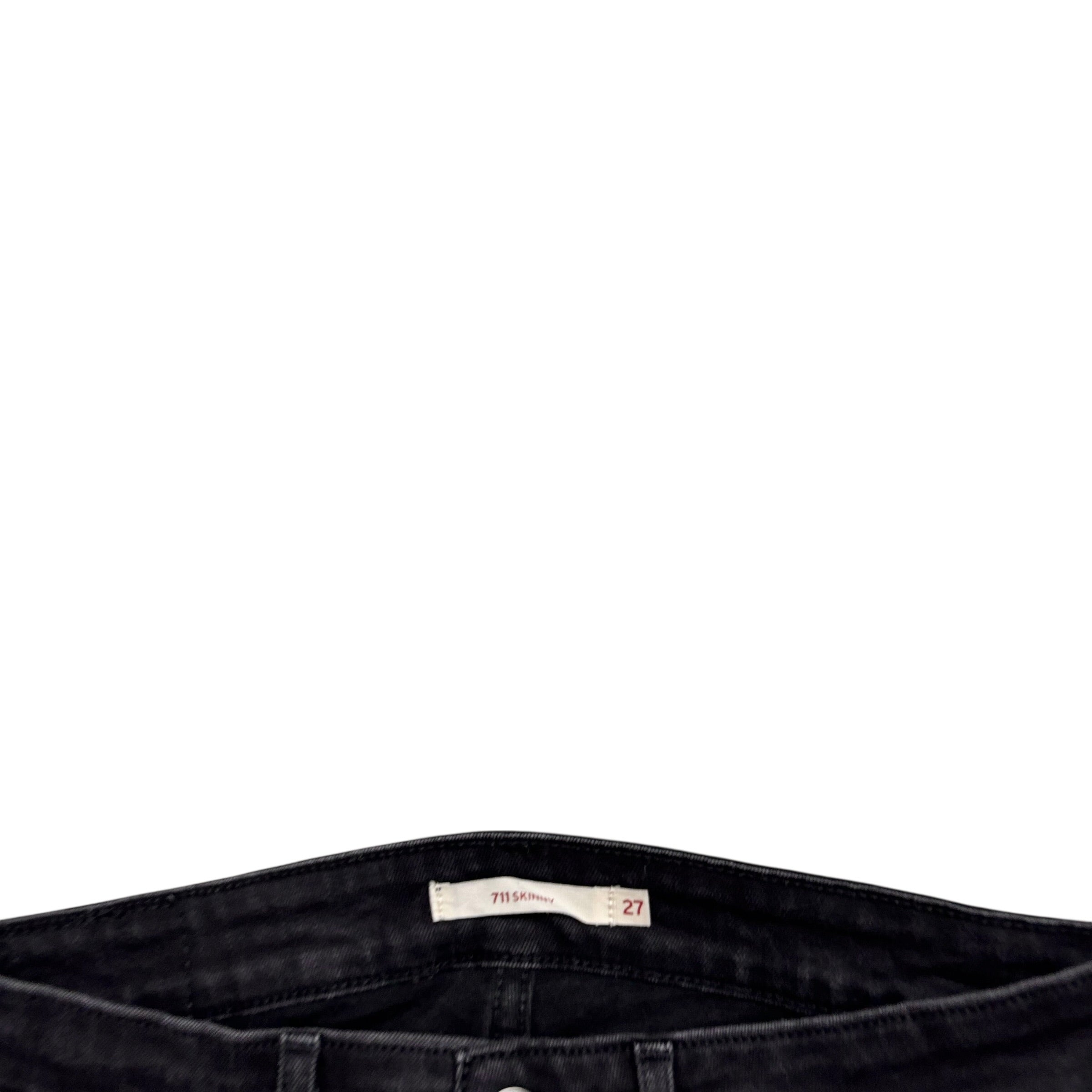 Levis 711 Jeans W27 L27 Womens Skinny Fit Black Stretch Denim (E)