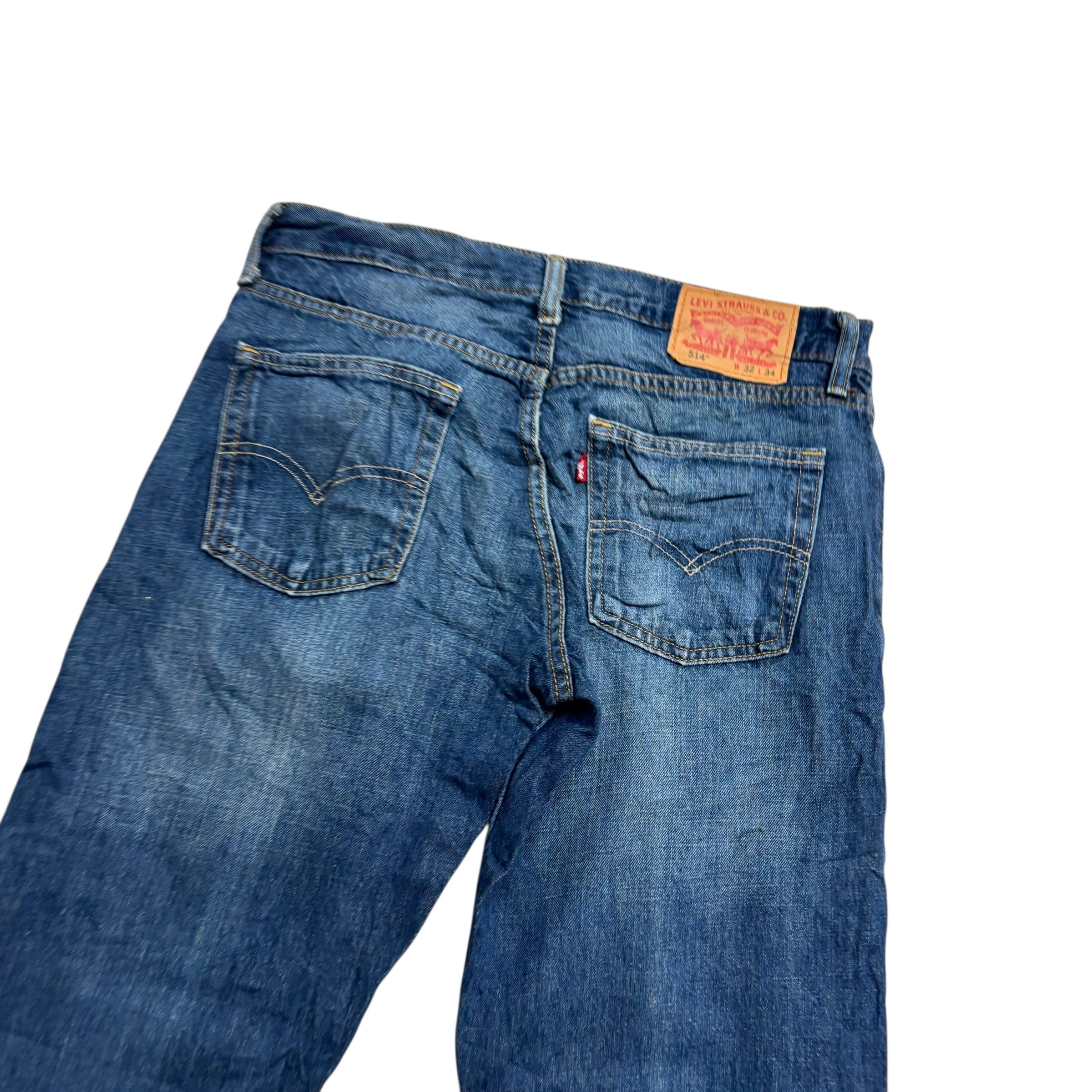 Levis 514 Jeans W32 L34 Mens Dark Blue Regular Straight Fit Vintage Denim