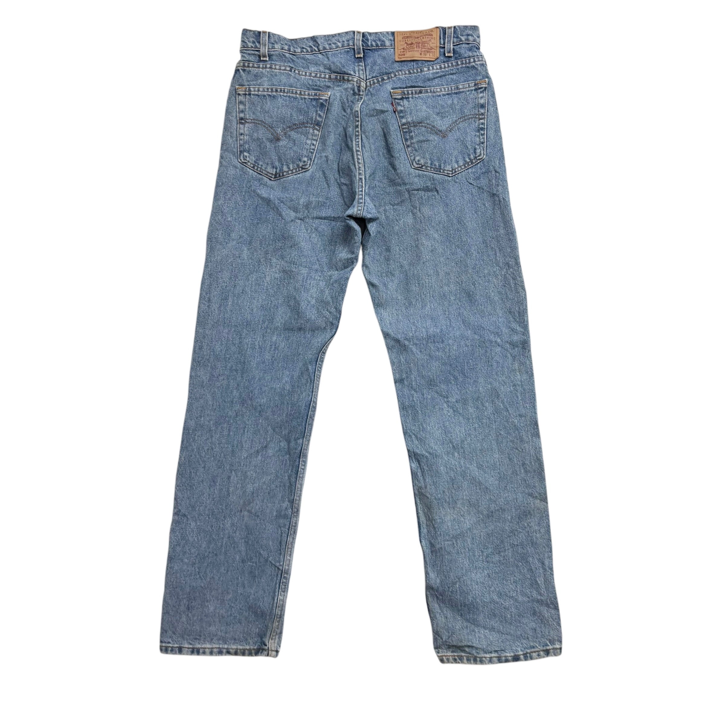 Levis 505 Jeans W36 L32 Mens Light Blue Regular Straight Fit Vintage Denim