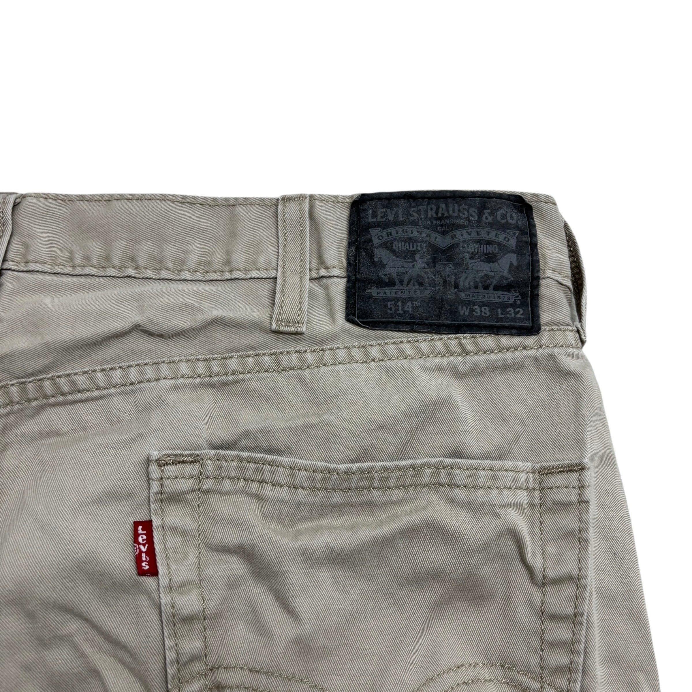 Levis 514 Trousers W38 L32 Mens Cream Regular Straight Fit Cotton Pants (E)