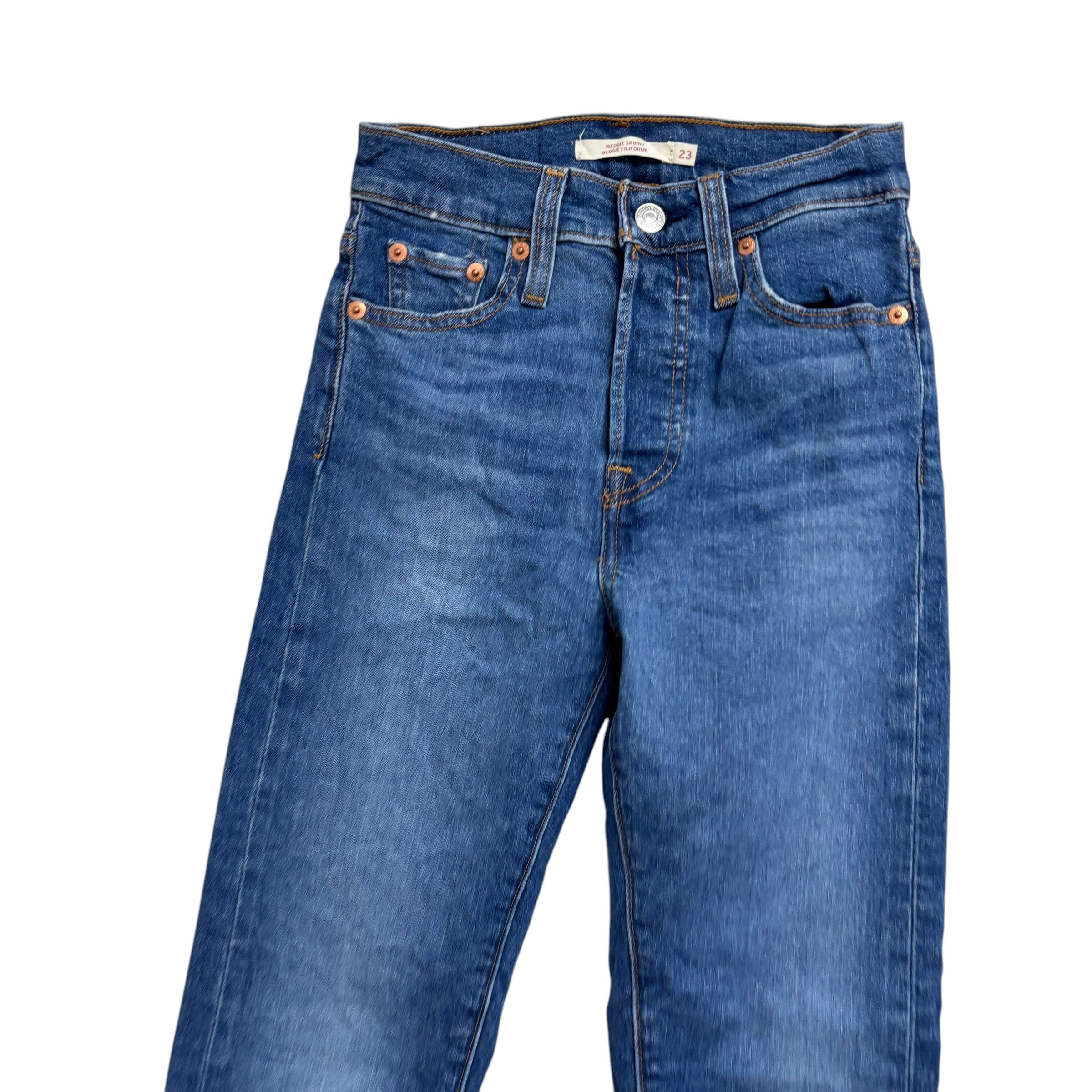 Levis Wedge Skinny Jeans W23 L27 Womens Mid Blue Stretch Denim