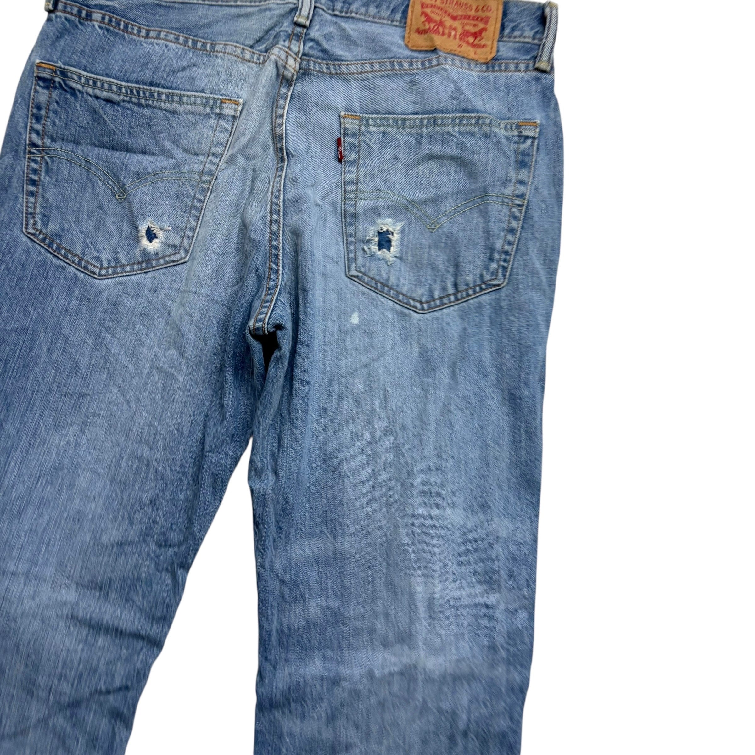 Levis 541 Jeans W32 L32 Mens Mid Blue Athletic Tapered Fit Distressed Denim