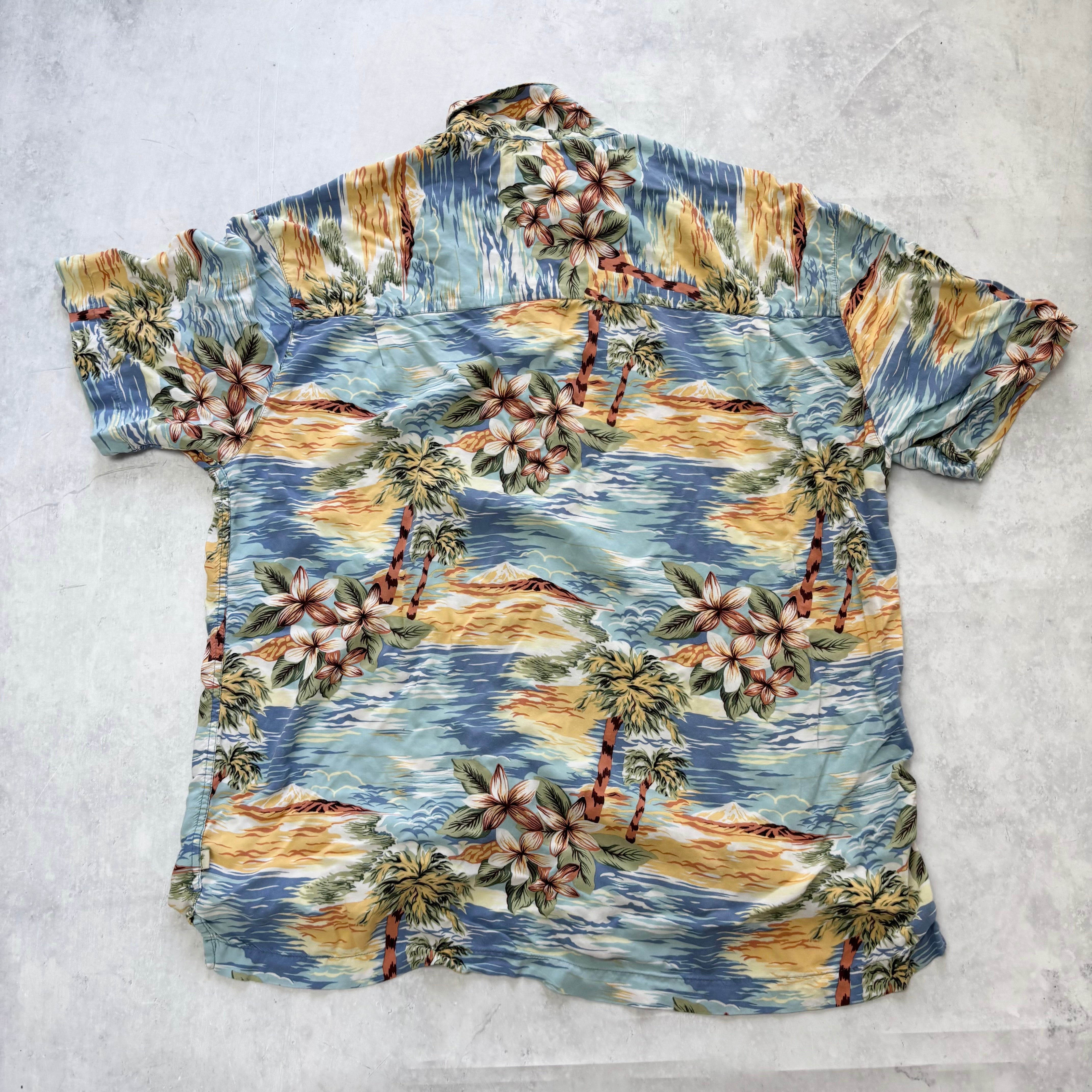 Vintage Hawaiian Shirt Mens Large Floral Aloha Short Sleeve Rayon (E)