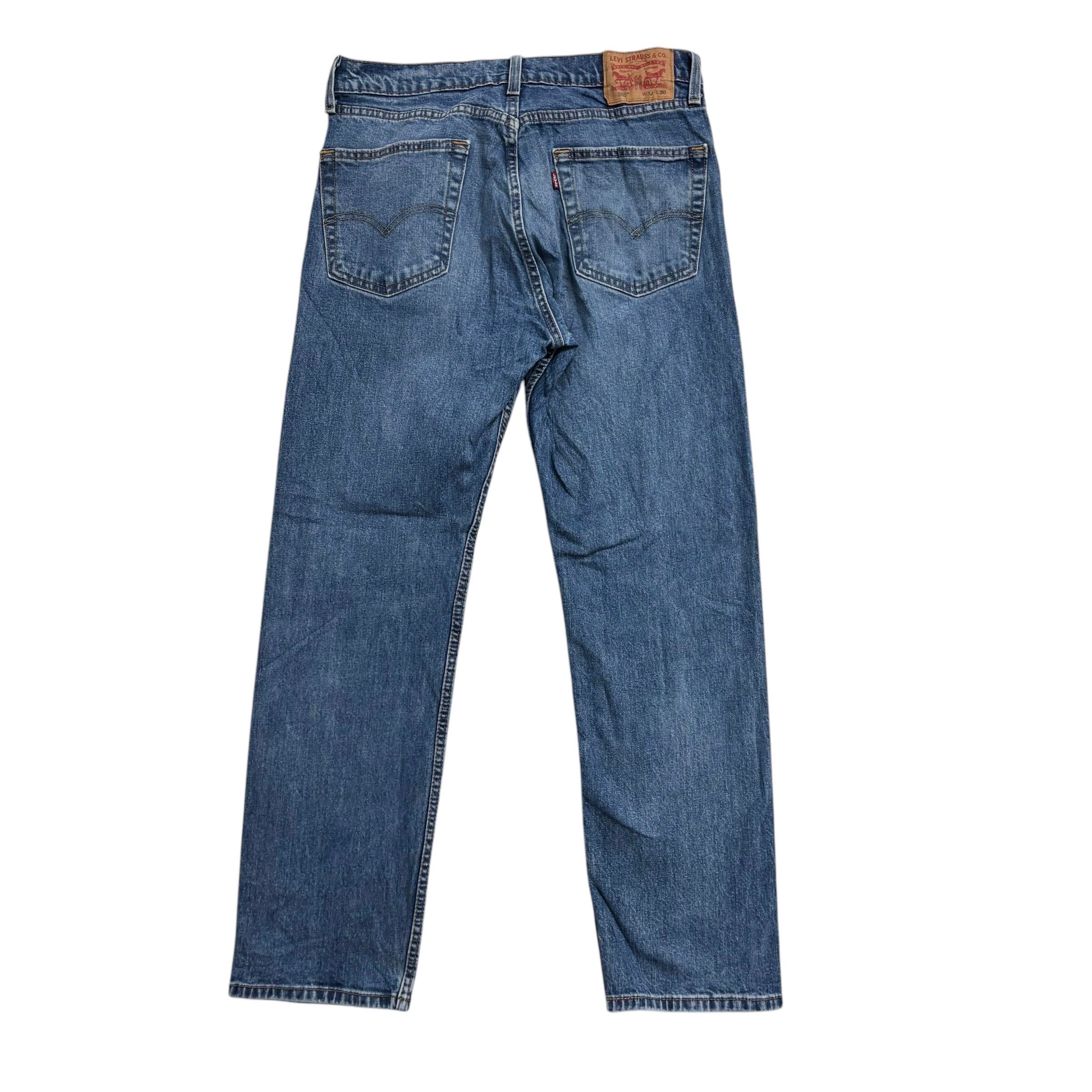 Levis 505 Jeans W32 L30 Mens Mid Blue Regular Straight Fit Stretch Denim (E)