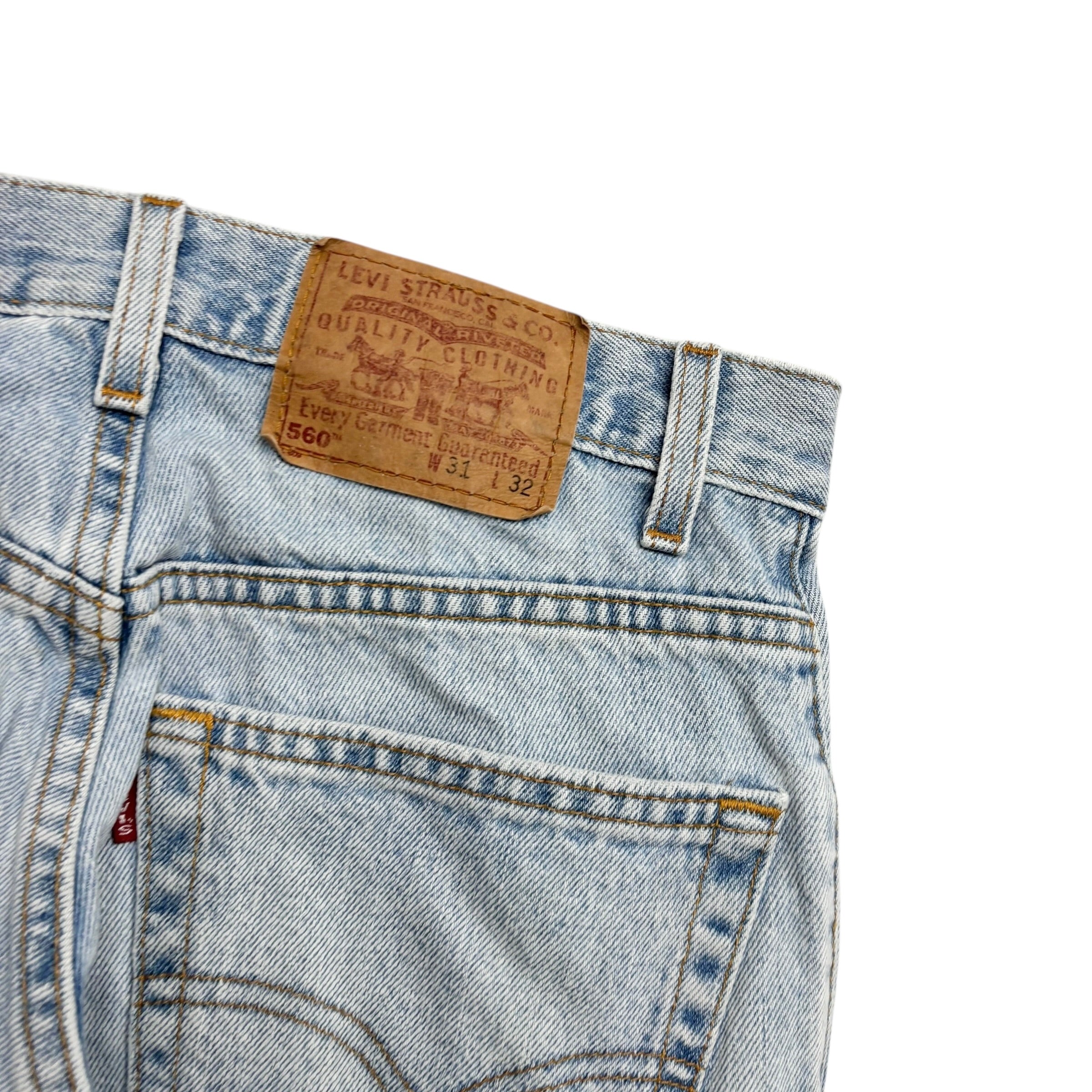 Levis 560 Jeans W30 L32 Mens Light Blue Relaxed Tapered Fit Made In USA Vintage