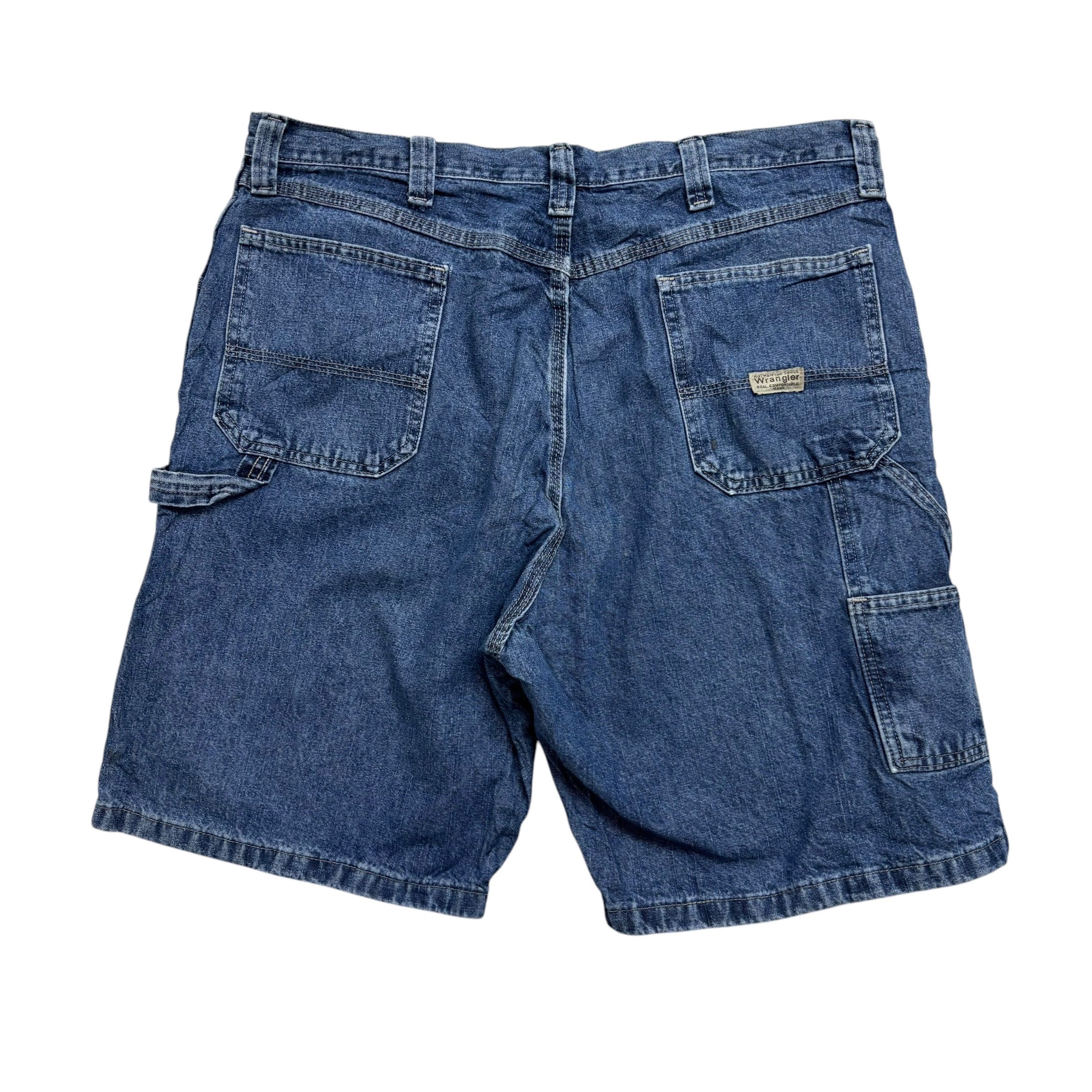Wrangler Baggy Jorts W38 Mens Mid Blue Denim Shorts Relaxed Fit Carpenter (F)