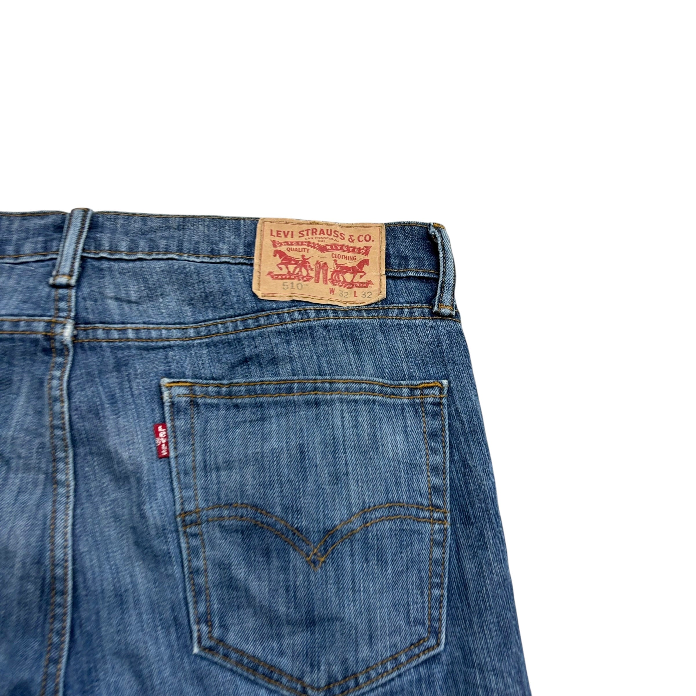 Levis 510 Jeans W34 L32 Mens Mid Blue Skinny Fit Stretch Denim (E)