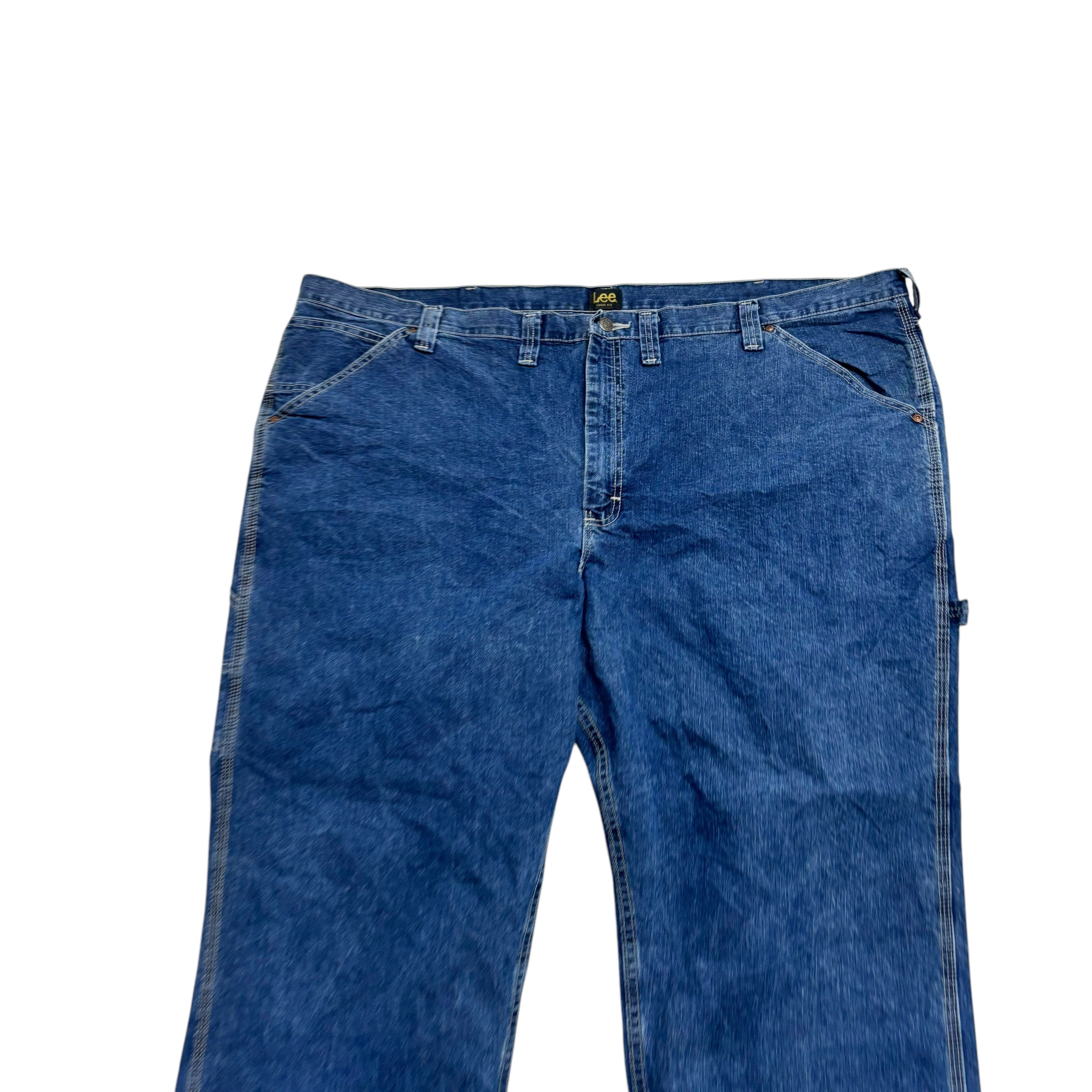Lee Carpenter Jeans W52 L30 Mens Mid Blue Baggy Relaxed Straight Fit Denim (E)