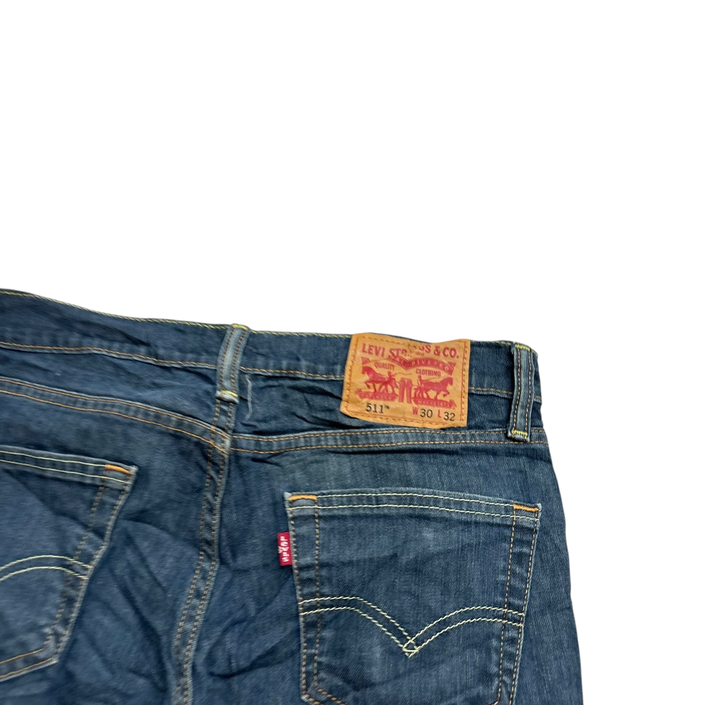 Levis 511 Jeans W30 L32 Mens Dark Blue Slim Fit Stretch Denim (E)
