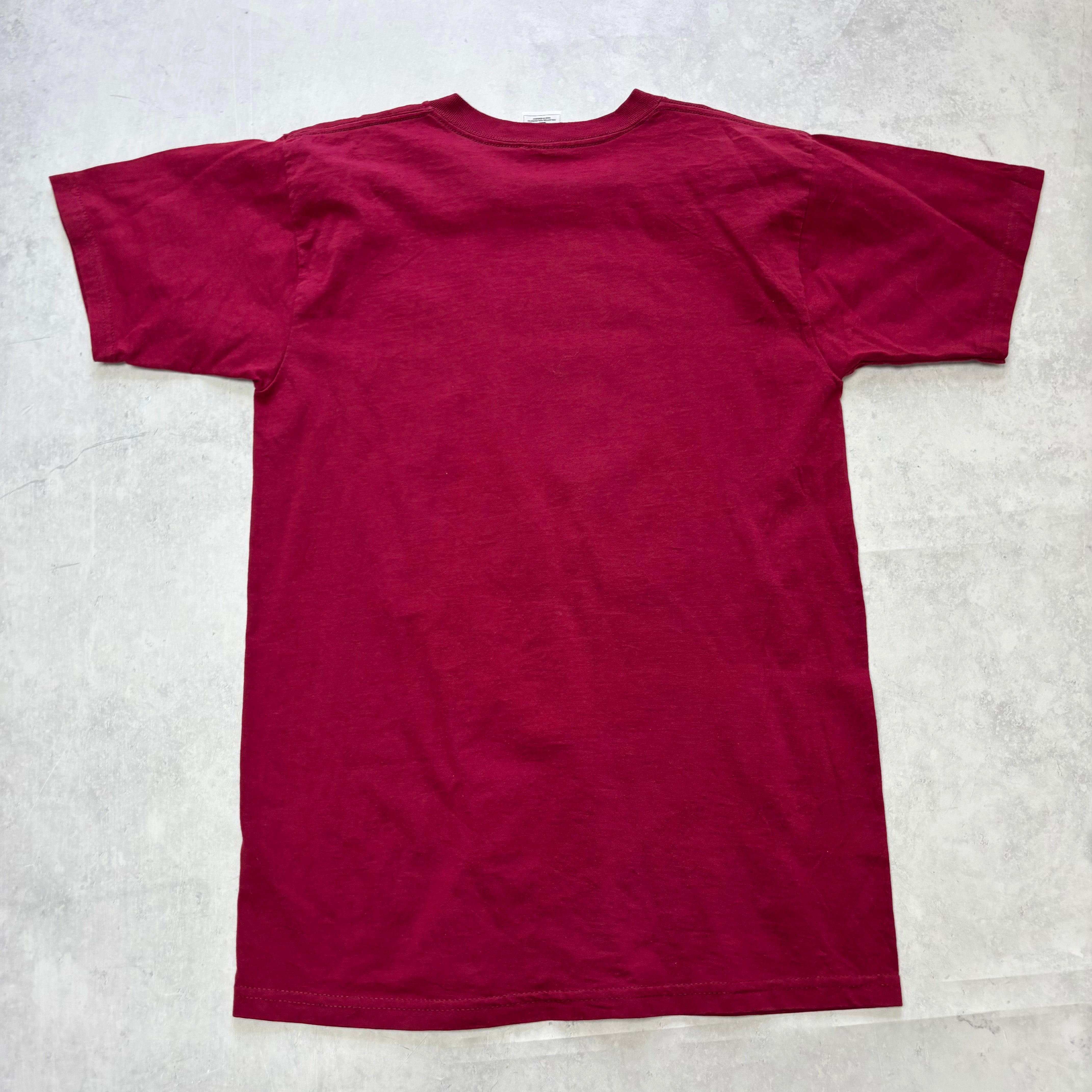Vintage T Shirt Mens S/M Burgundy Graphic Print 90s College (E)