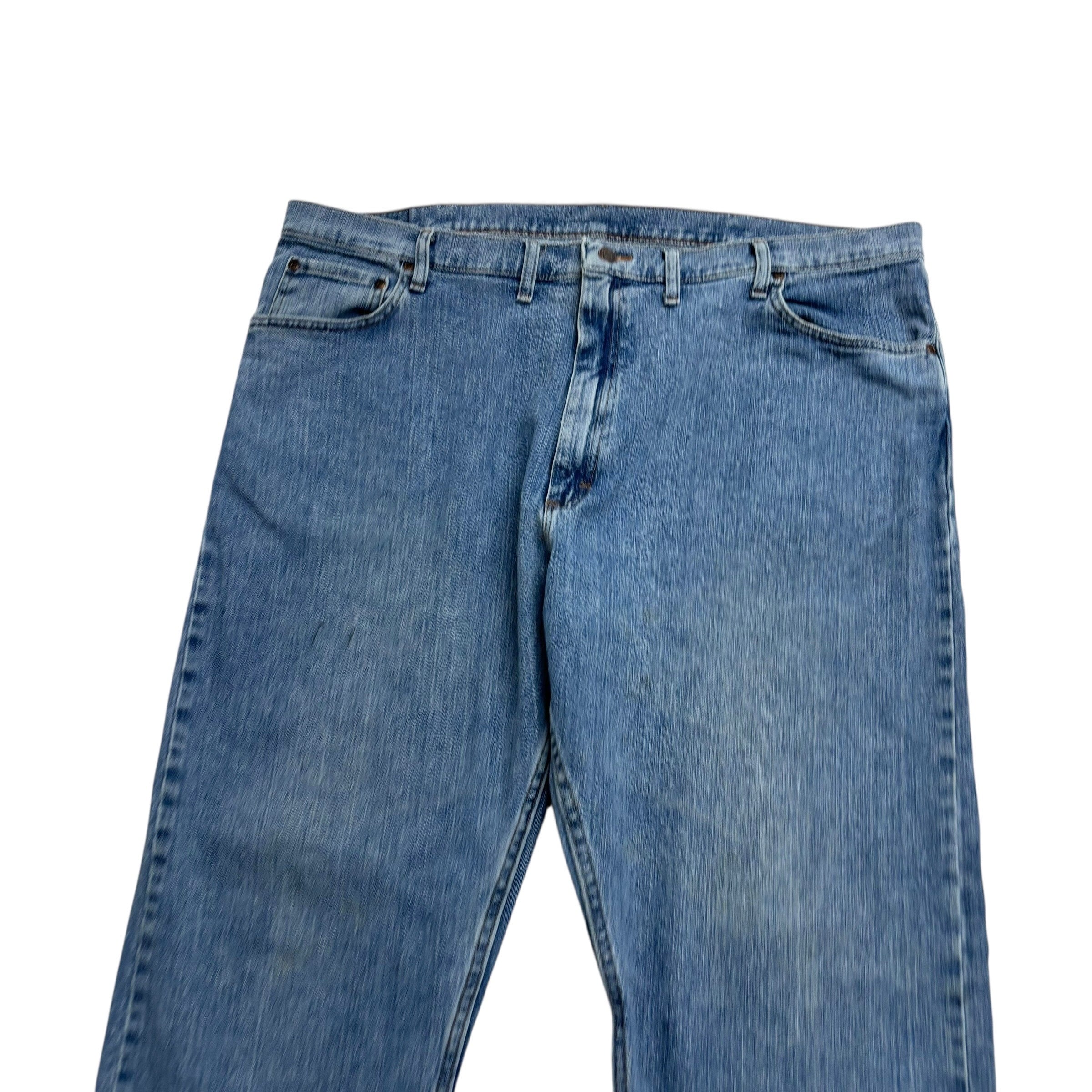 Wrangler Jeans W44 L30 Mens Mid Blue Relaxed Straight Fit Stretch Denim