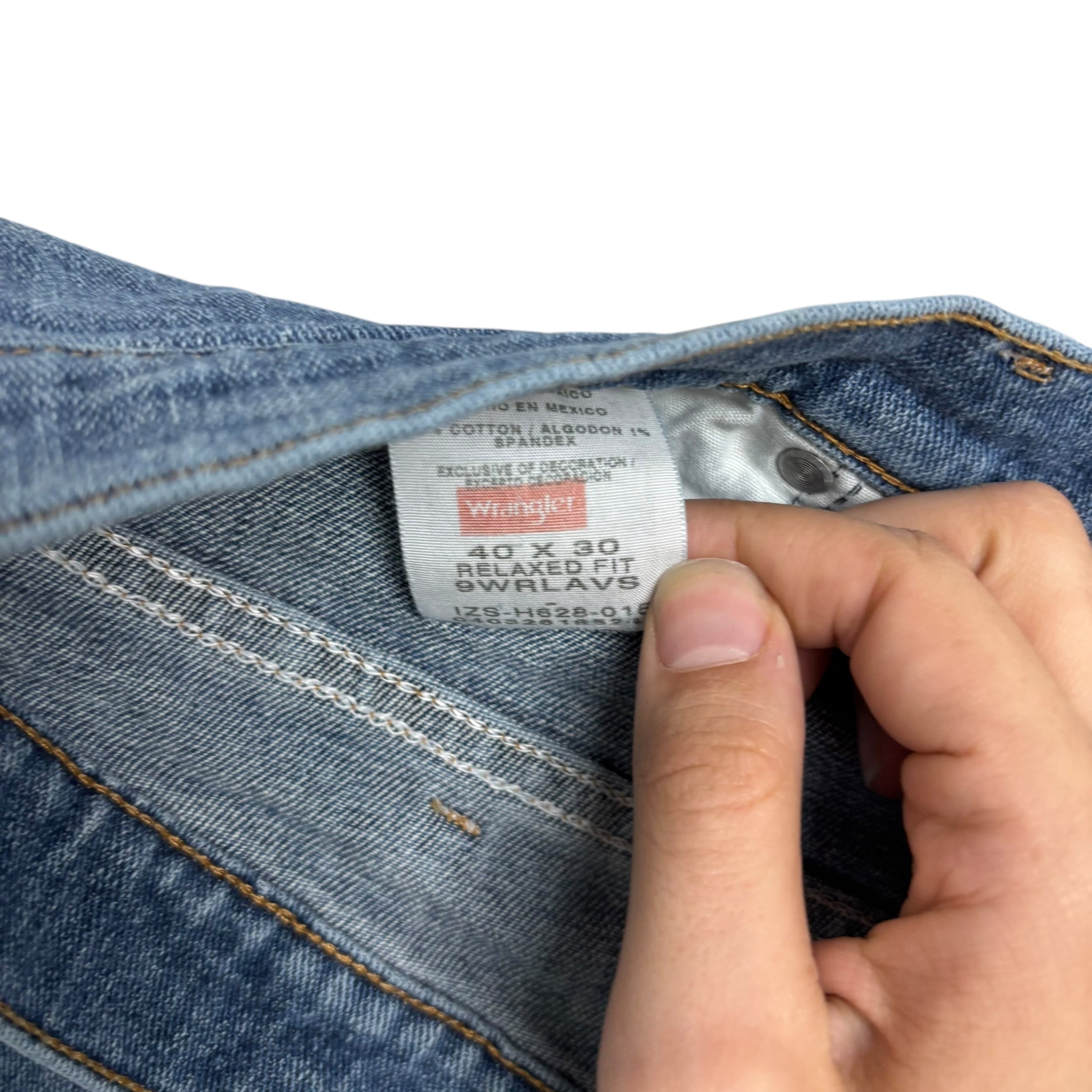 Wrangler Jeans W40 L30 Mens Mid Blue Relaxed Straight Fit Stretch Denim (E)