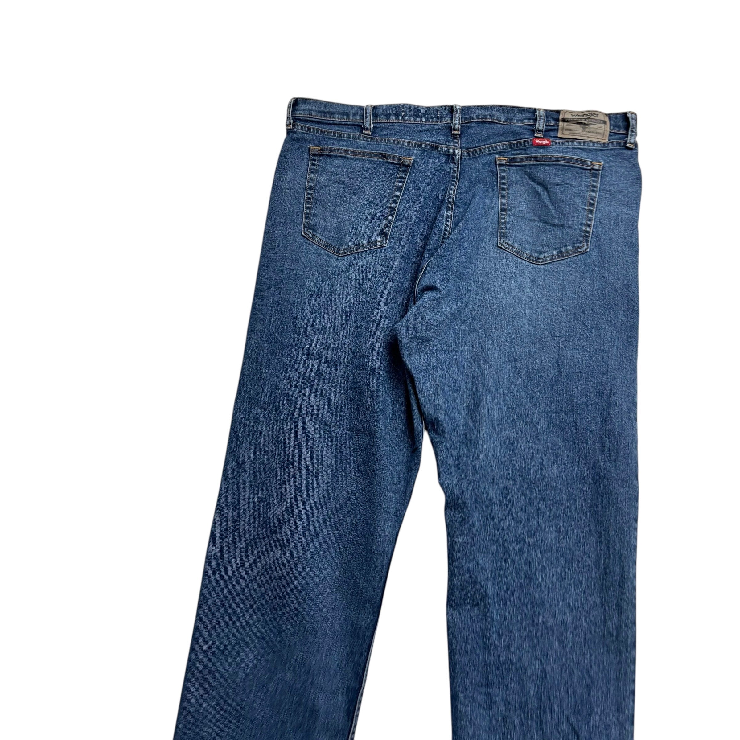 Wrangler Jeans W42 L30 Mens Mid Blue Relaxed Straight Fit Stretch Denim (E)