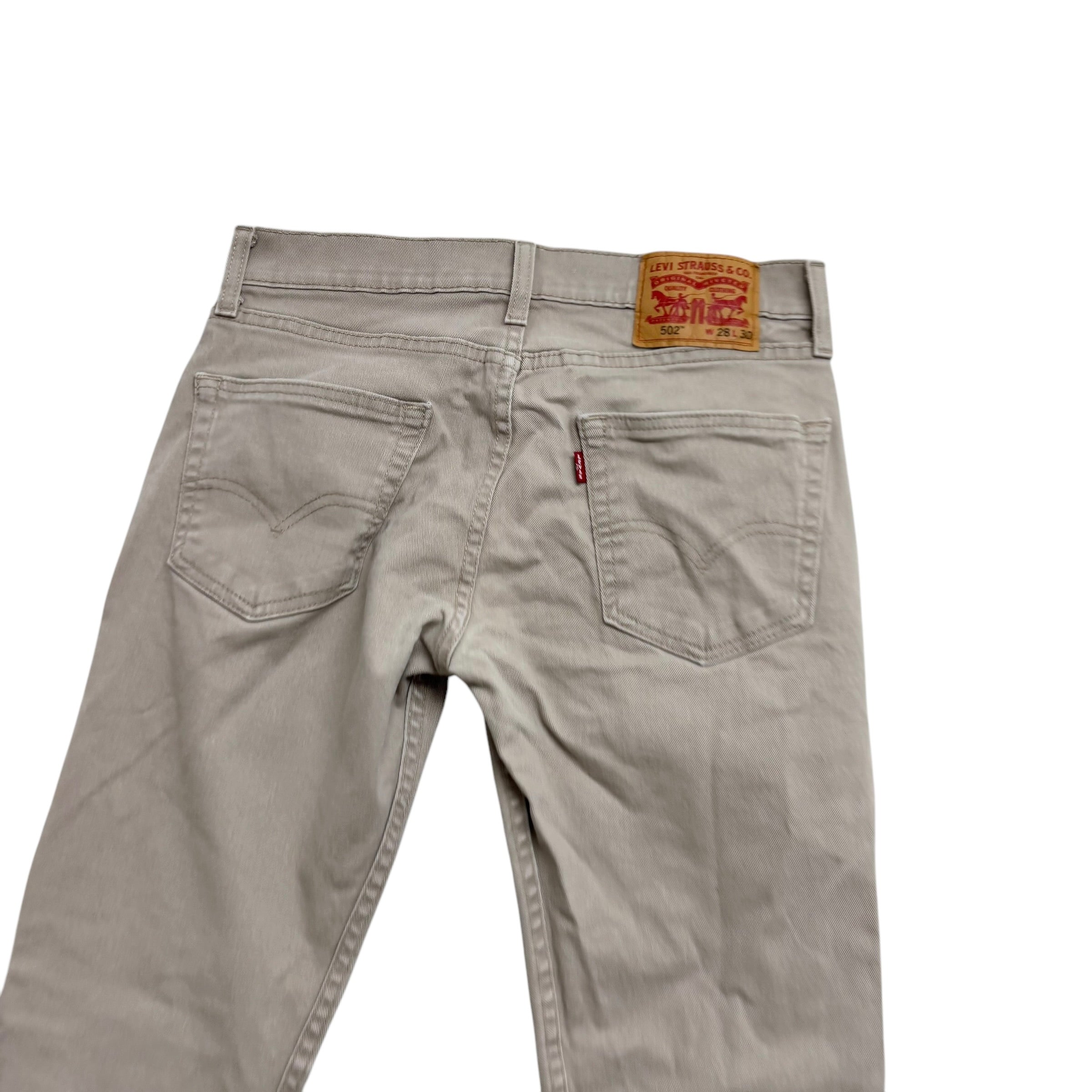 Levis 502 Jeans W28 L29 Mens Beige Regular Tapered Fit Stretch Denim