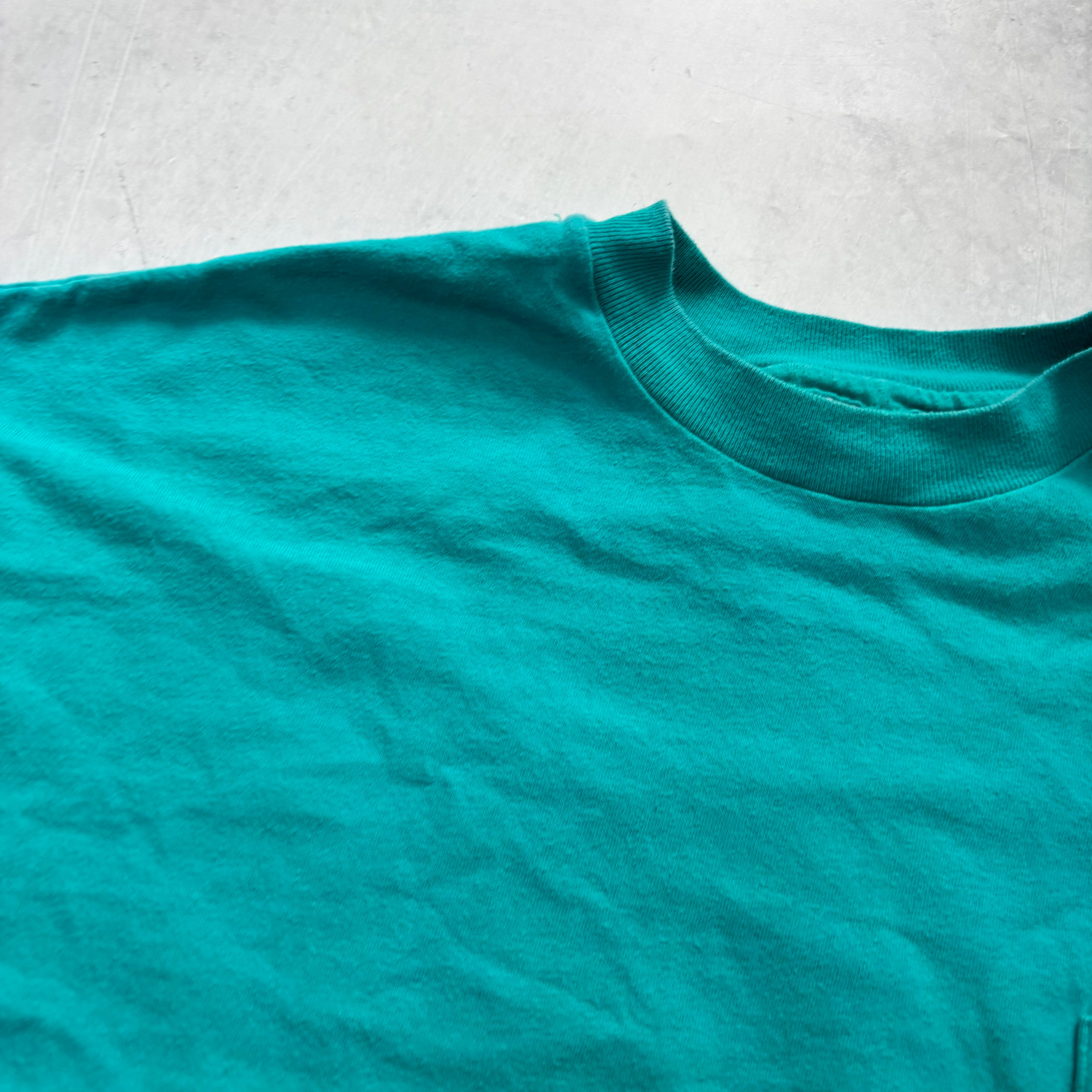 Vintage T Shirt Mens Medium Teal Green Single Stitch Graphic Print 90s