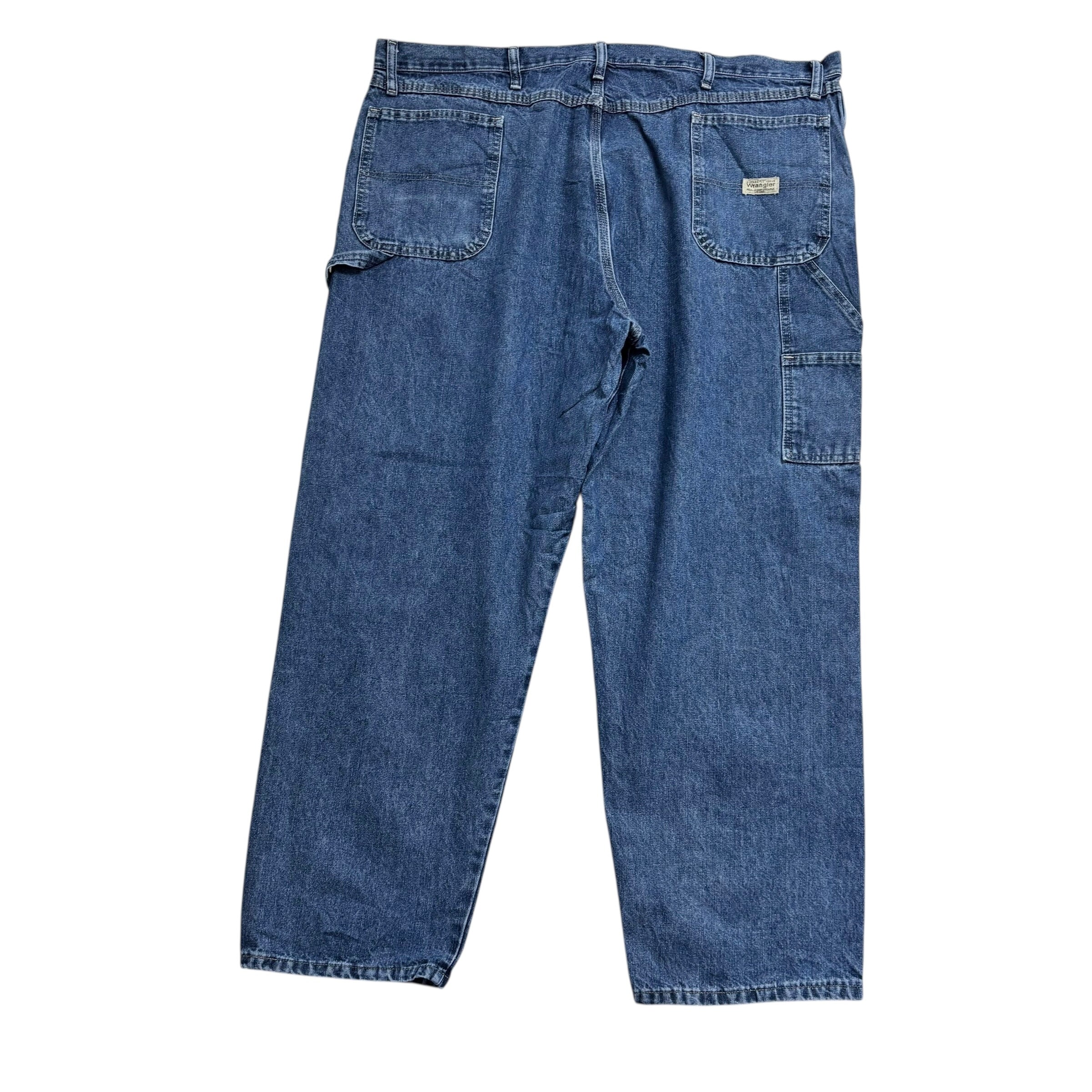 Wrangler Carpenter Jeans W46 L30 Mens Mid Blue Relaxed Straight Fit Denim (E)