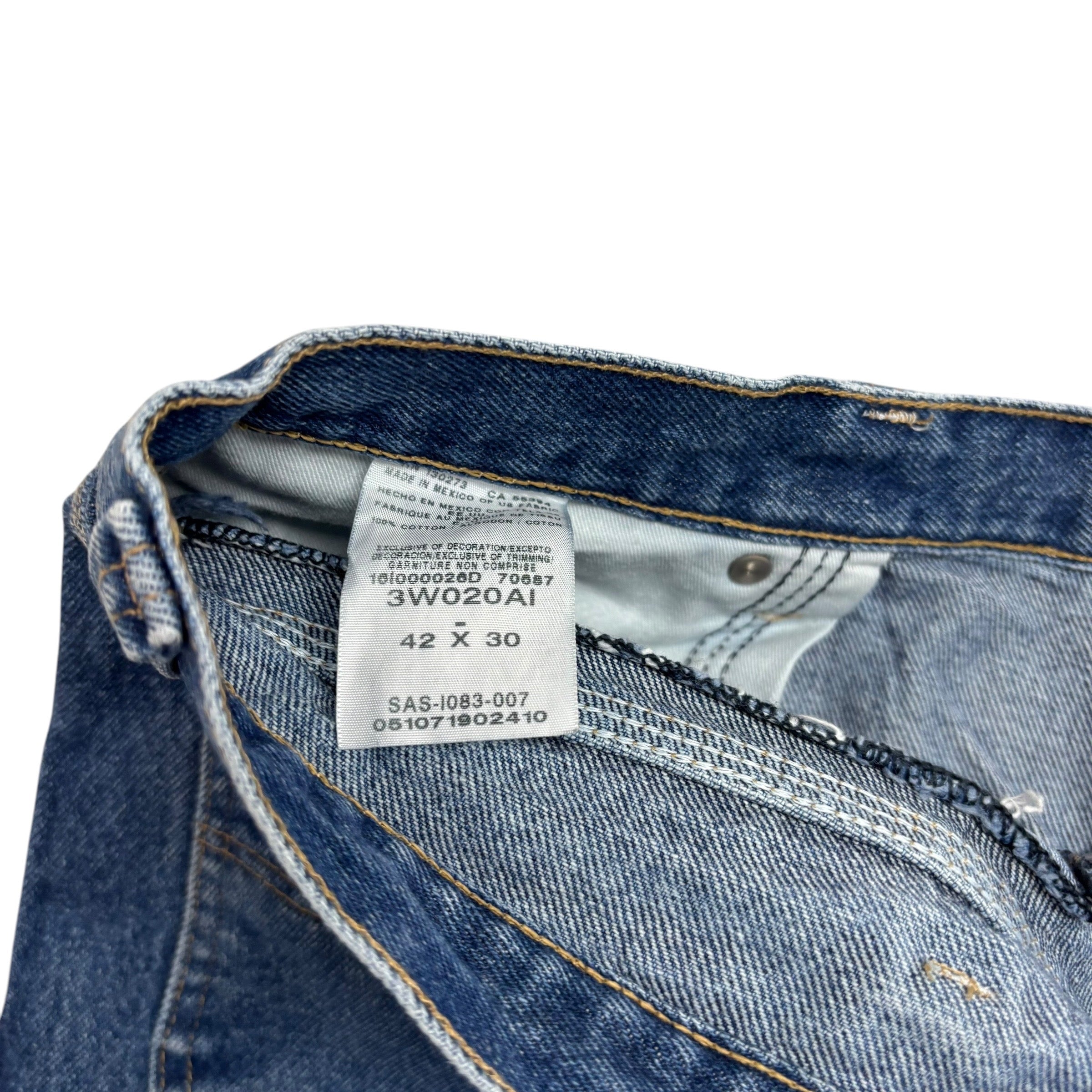 Wrangler Carpenter Jeans W42 L30 Mens Mid Blue Baggy Relaxed Straight Fit Denim