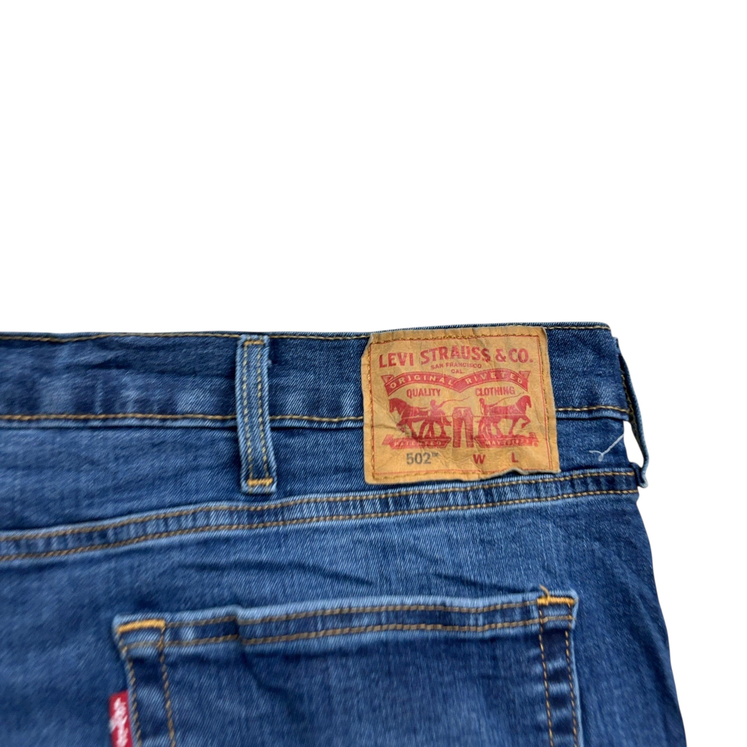 Levis 502 Jeans W50 L31 Mens Mid Blue Regular Tapered Fit Stretch Denim (E)