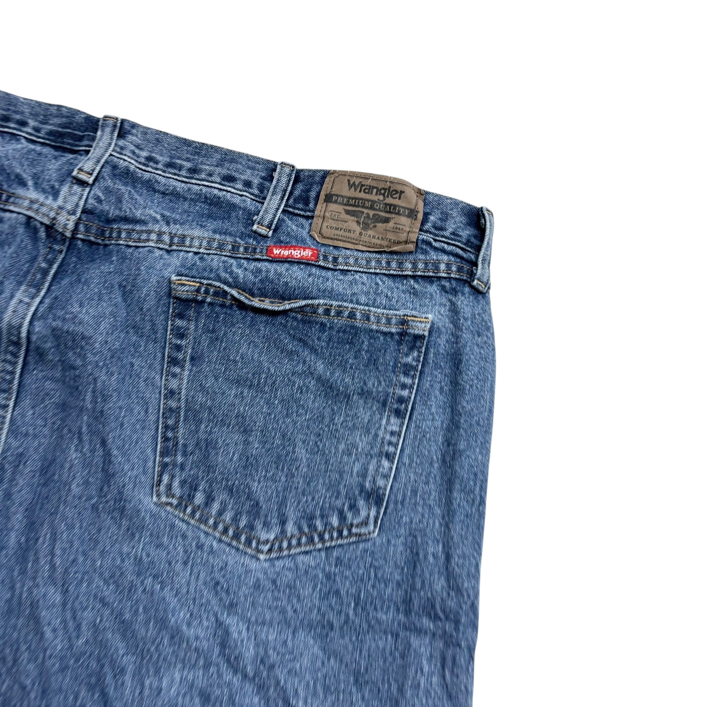 Wrangler Jeans W46 L32 Mens Mid Blue Relaxed Straight Fit Baggy Denim (E)