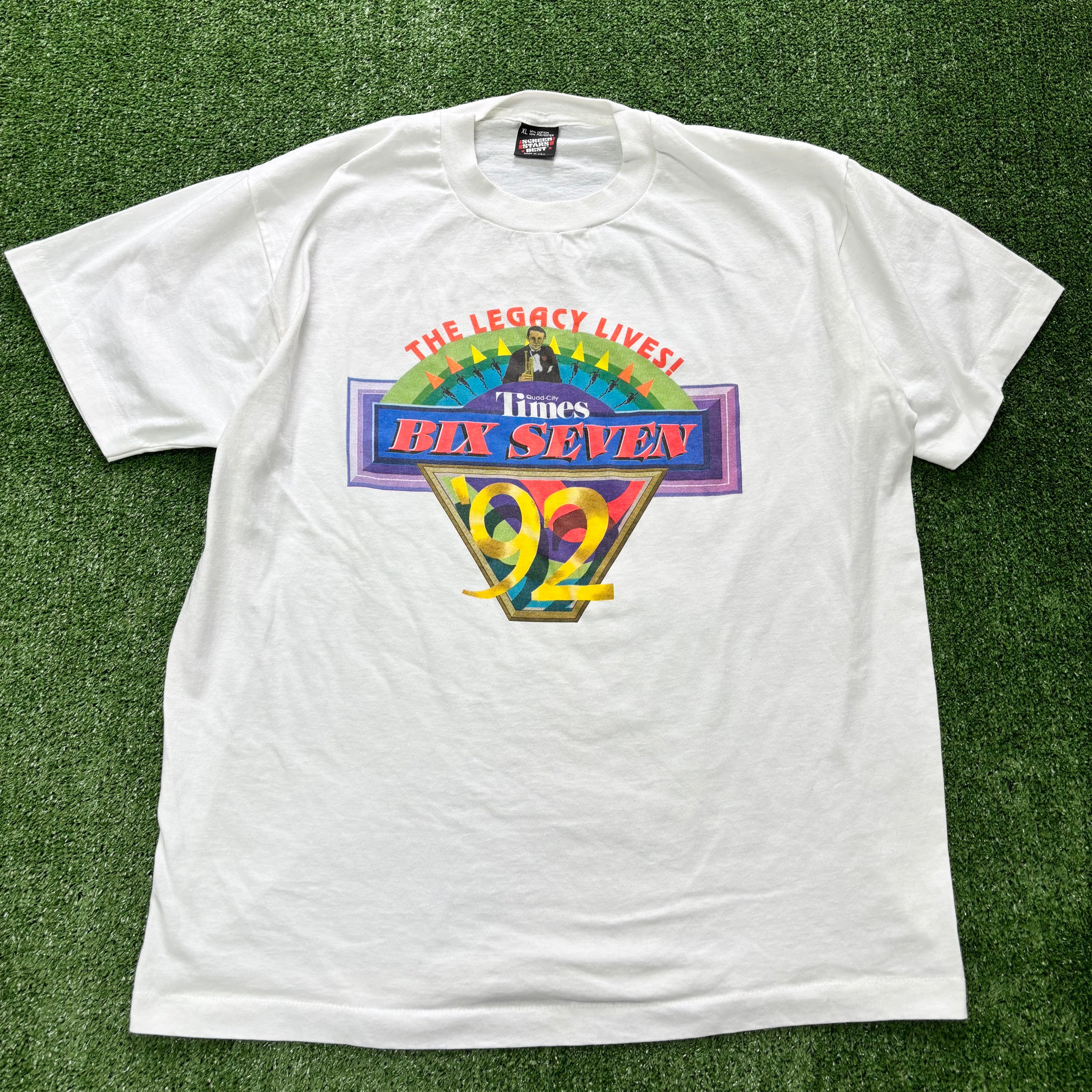 Vintage T Shirt Mens XL White Single Stitch Graphic Print 90s USA