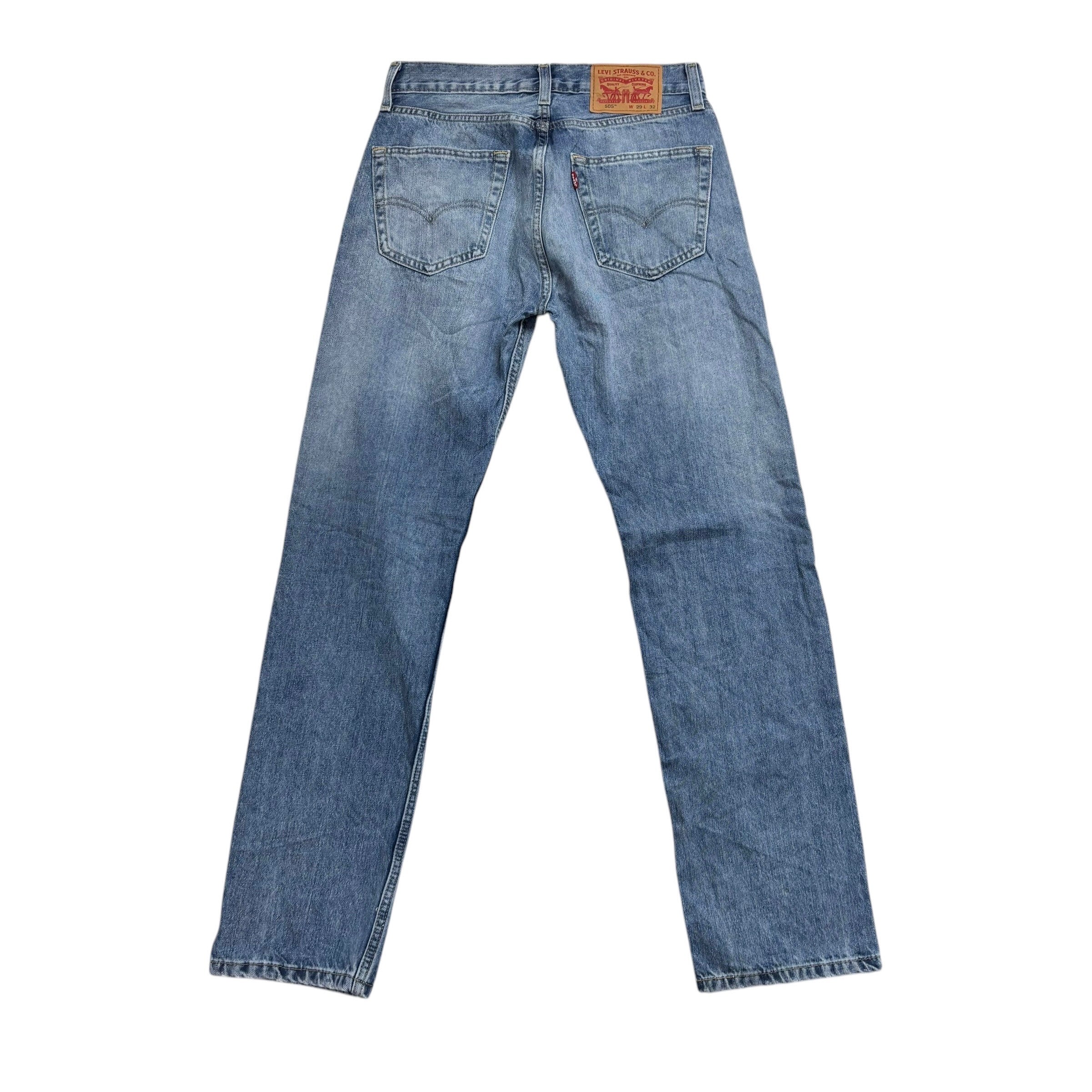 Levis 505 Jeans W28 L31 Mens Light Blue Regular Straight Fit Denim (E)