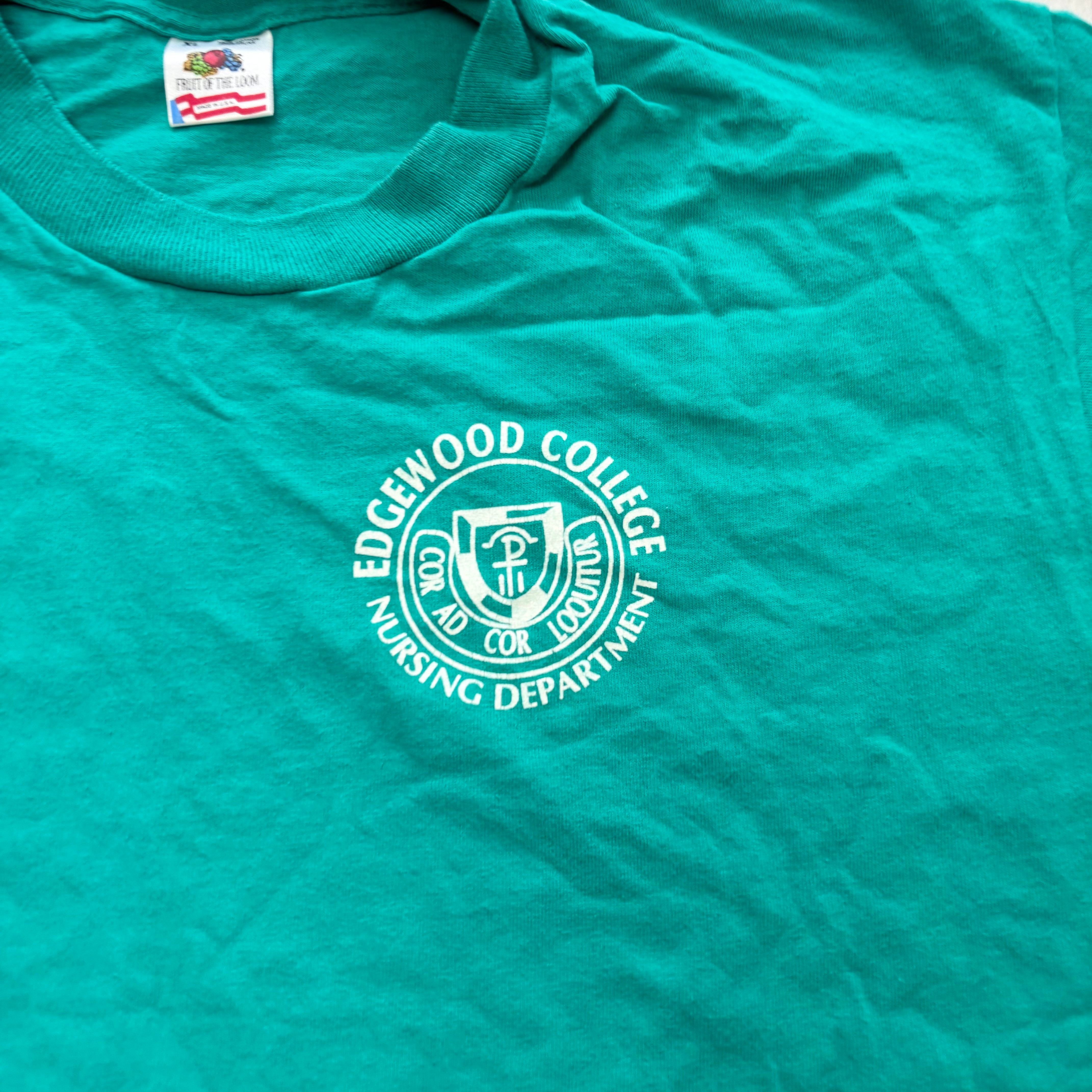 Vintage T Shirt Mens Large Teal Green Single Stitch Graphic Print 90s USA (E)