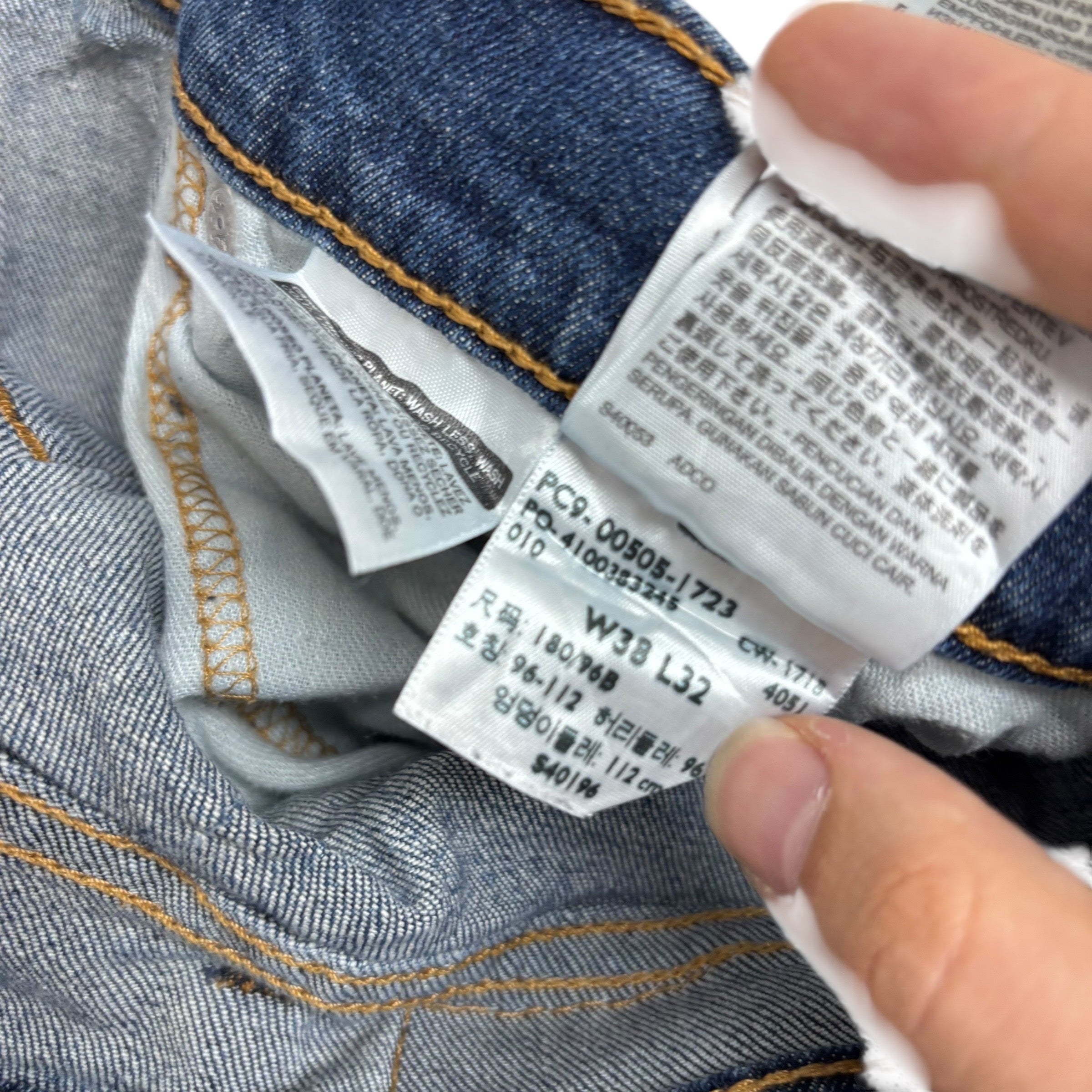 Levis 505 Jeans W38 L32 Mens Mid Blue Regular Straight Fit Stretch Denim