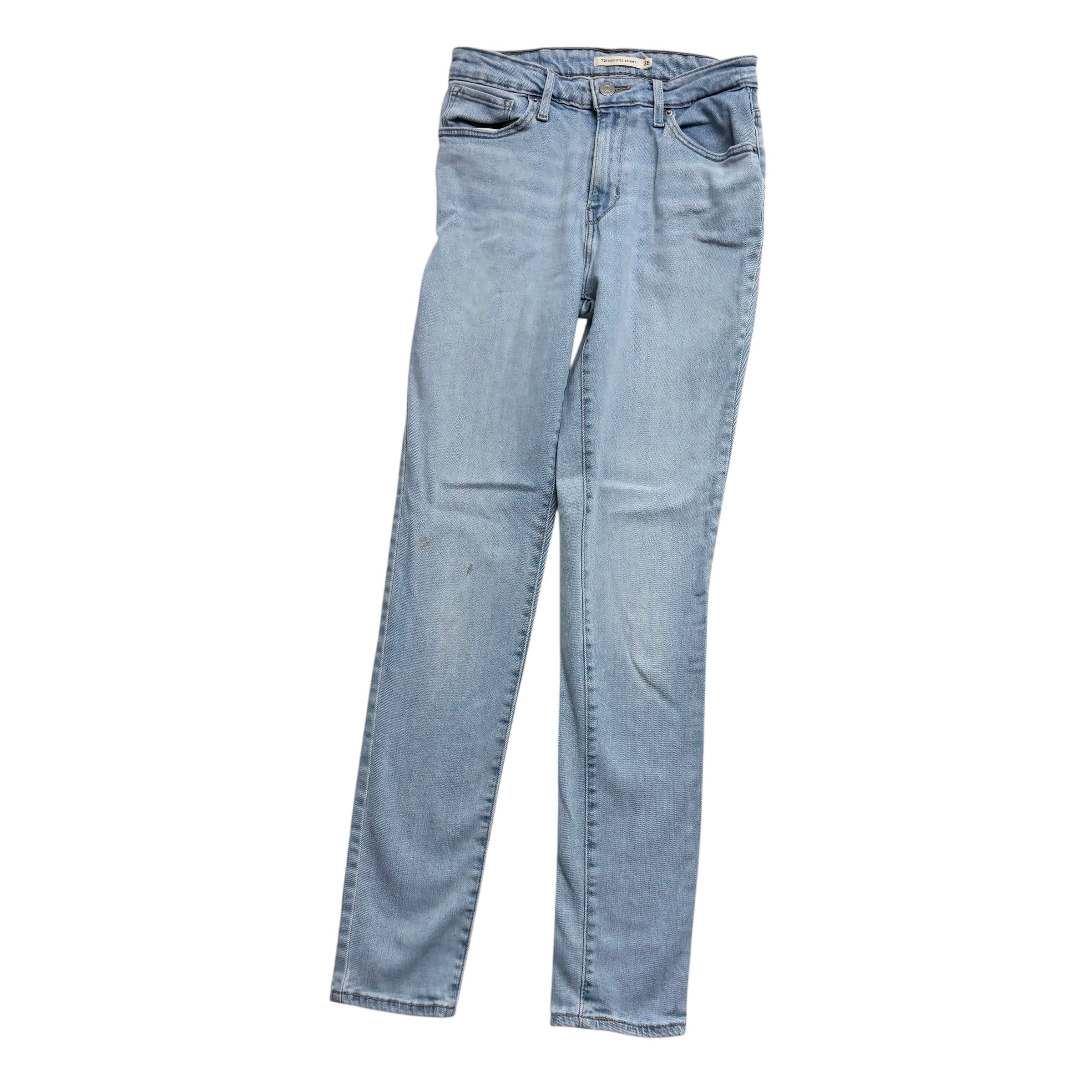 Levis 721 Jeans W28 L30 Womens Light Blue High Rise Skinny Stretch Denim