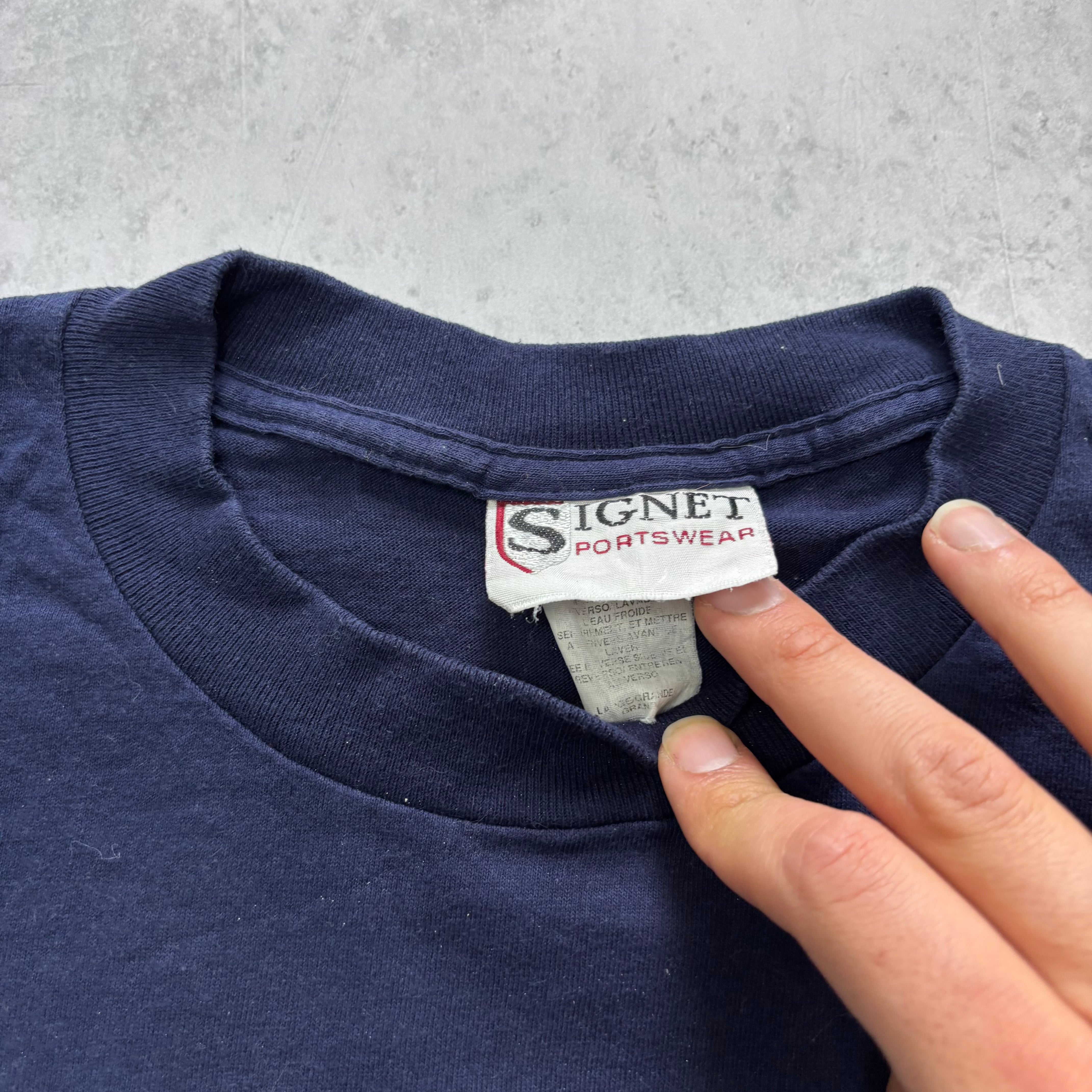 Vintage T Shirt Mens Large Navy Blue Single Stitch Graphic Print 90s Cartoon (E)