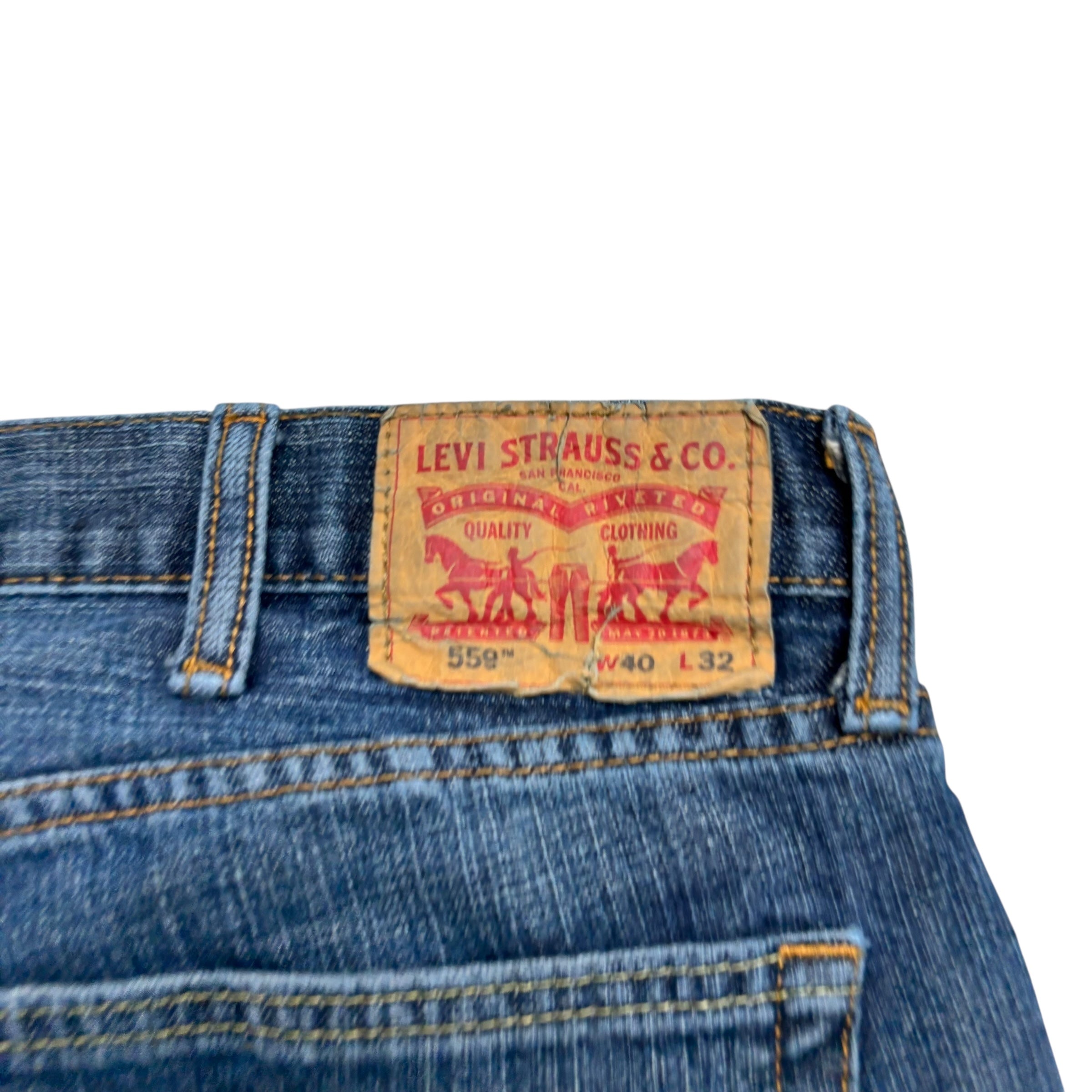 Levis 559 Jeans W40 L32 Mens Mid Blue Baggy Relaxed Straight Fit Denim (E)