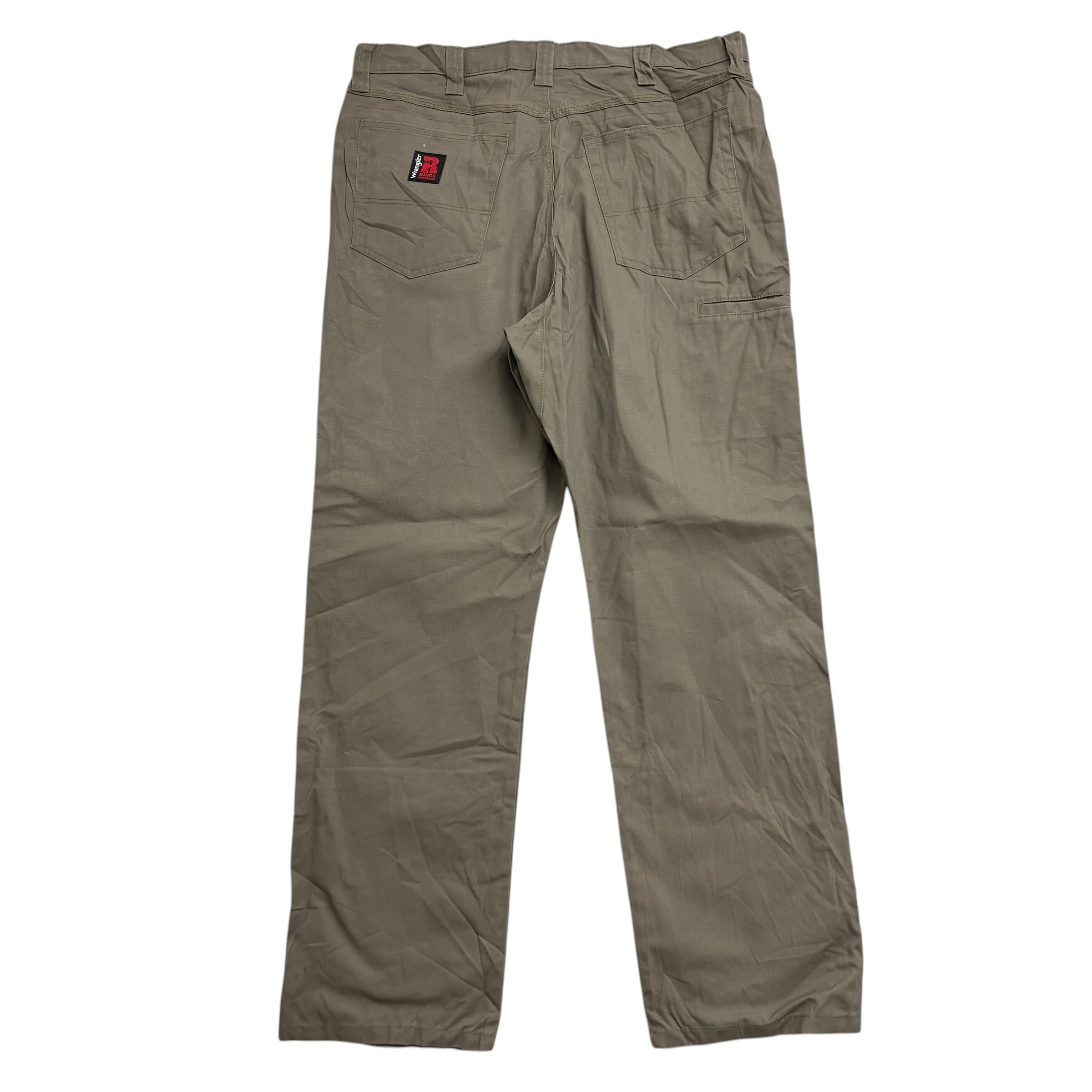 Wrangler Carpenter Pants W35 L32 Mens Khaki Green Relaxed Straight Fit Trousers