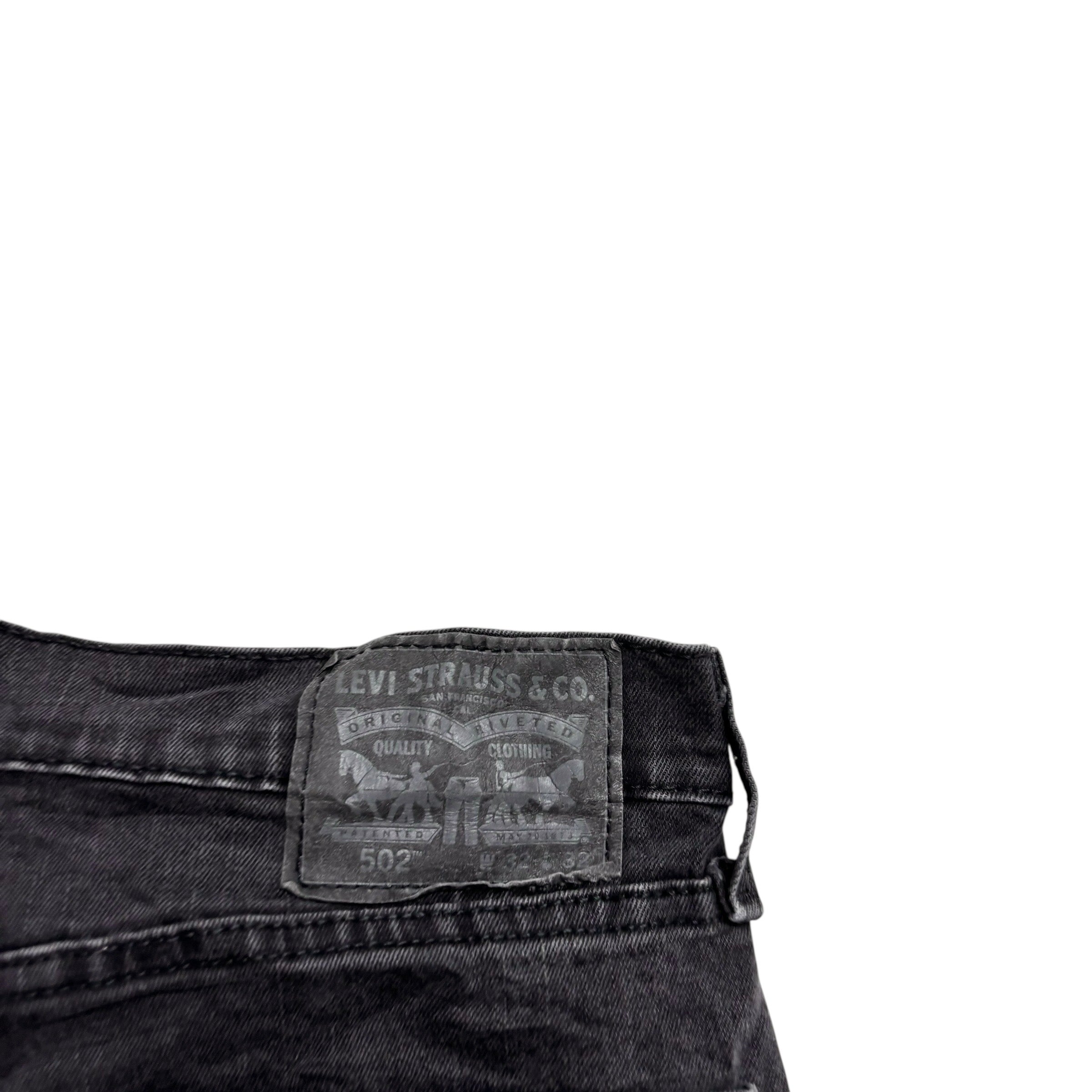 Levis 502 Jeans W32 L31 Mens Black Regular Tapered Fit Stretch Denim (F)