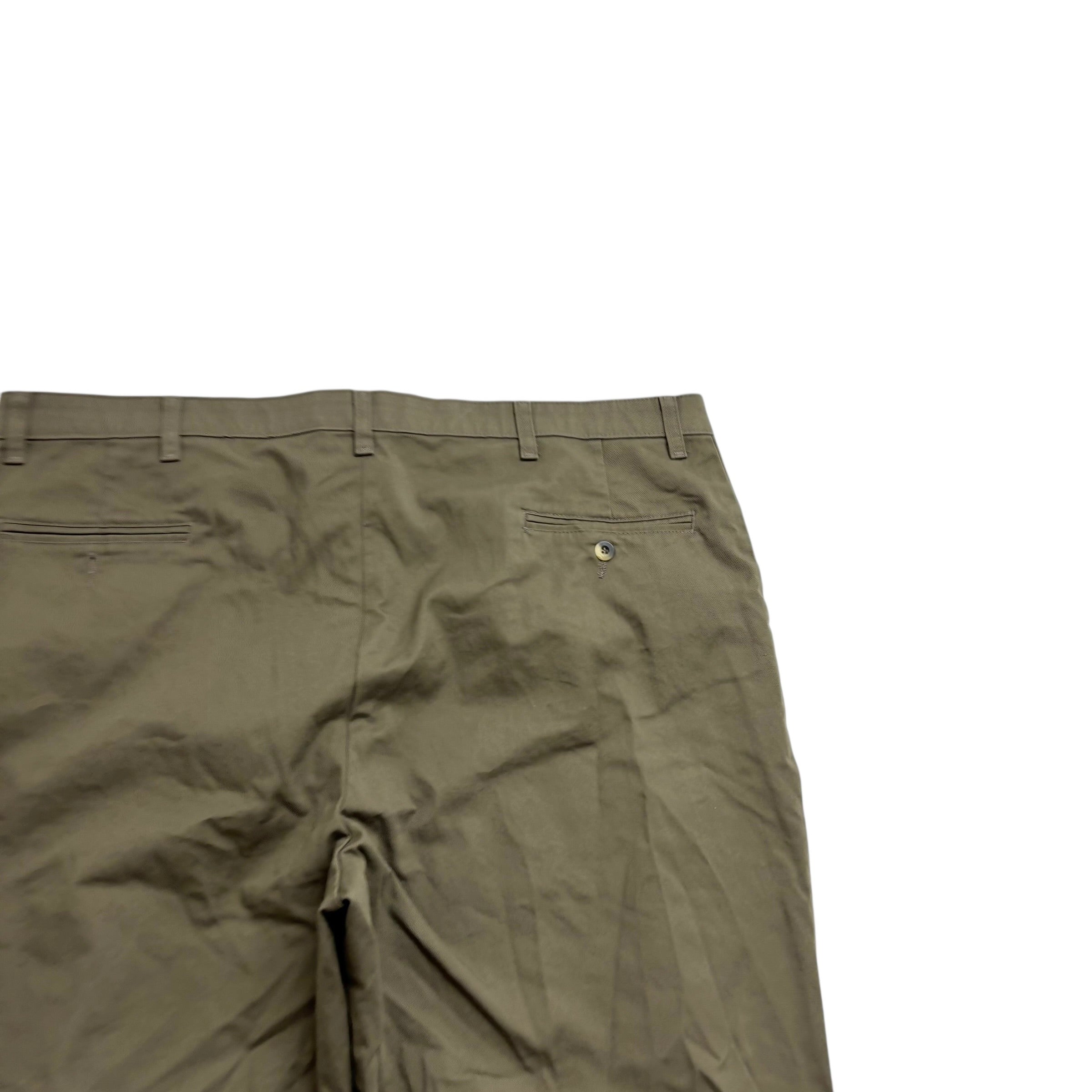 Mens Trousers W44 L25 Olive Green Relaxed Straight Fit Stretch Pants (E)