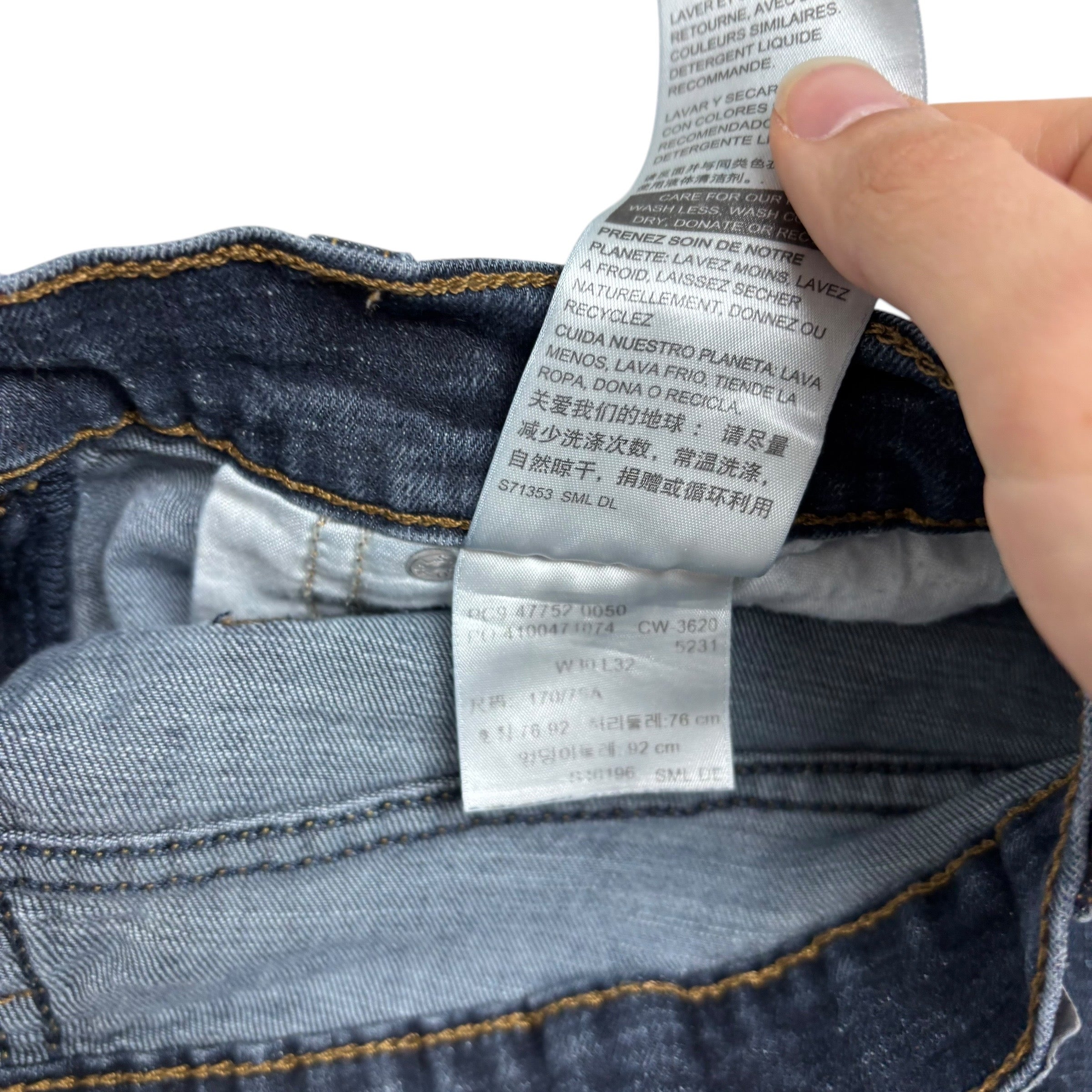 Levis Denizen Jeans W30 L32 Mens Dark Blue Slim Straight Fit Stretch Denim